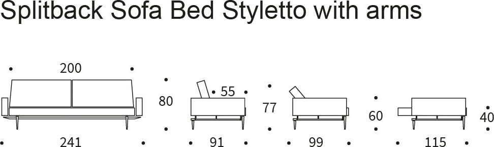 skandinavischen mit »Splitback«, Armlehne und INNOVATION dunklen Beinen, LIVING Design auf Sofa ™ Styletto kaufen in Rechnung
