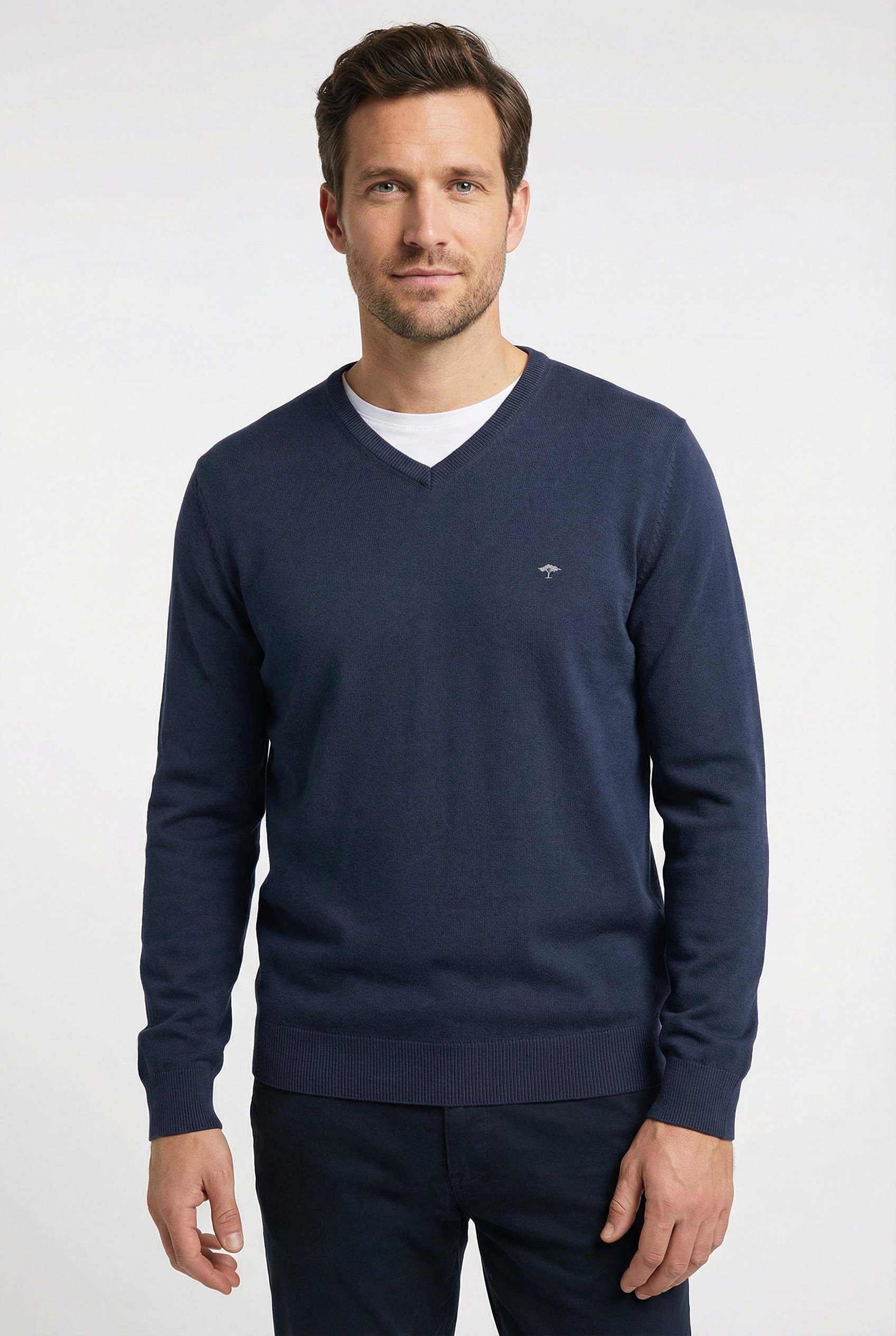 FYNCH-HATTON Strickpullover »FYNCH-HATTON Pullover mit V-Kragen« aus Baumwolle, mit V-Ausschnitt, bequeme Passform