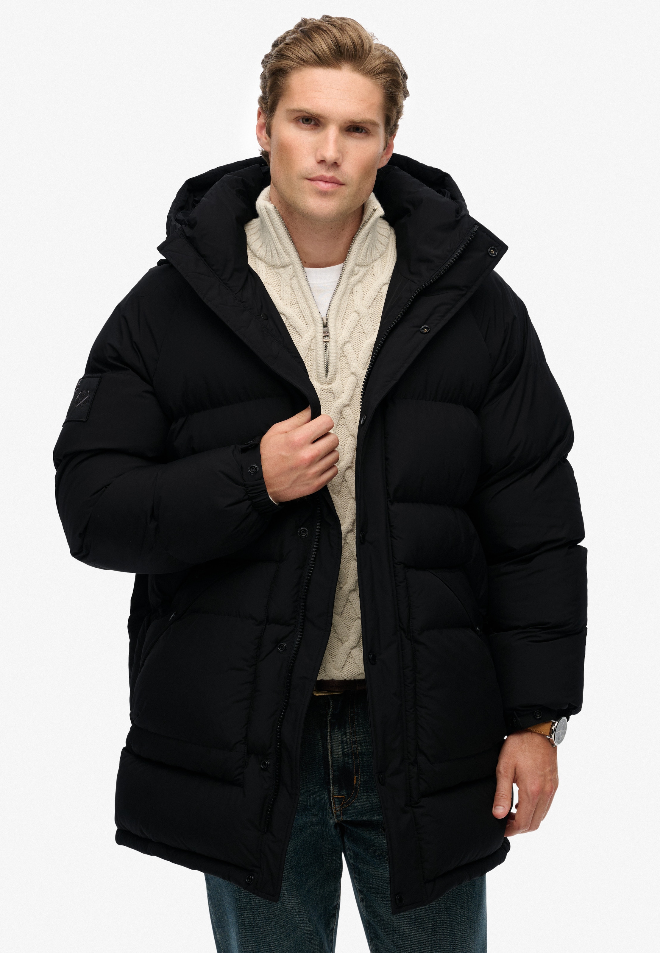 Superdry Steppjacke »XPD LONGLINE BAFFLE PARKA« mit Kapuze
