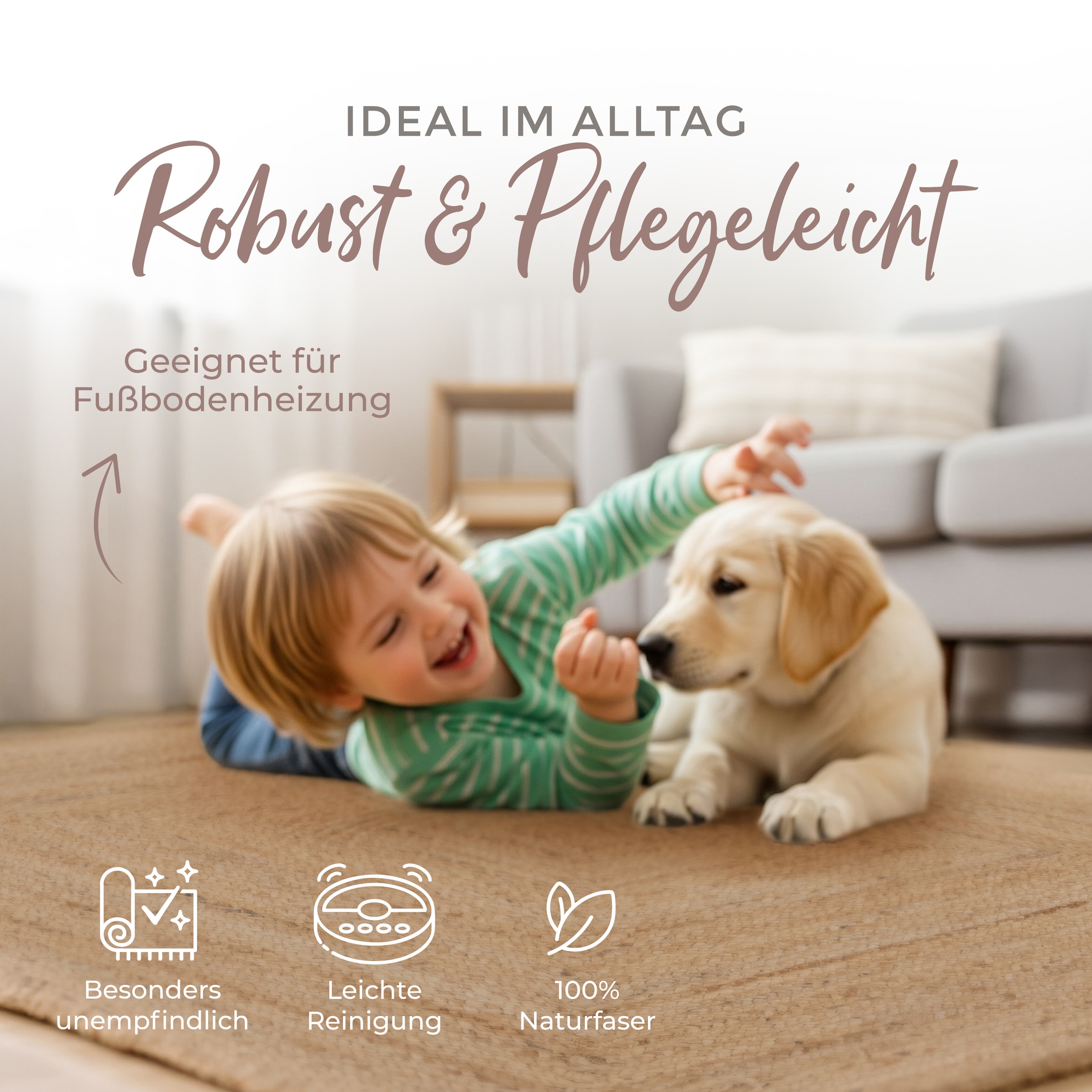 carpetfine Teppich »Nele Juteteppich Naturfaser«, rechteckig, 6 mm Höhe, geflochtener Wendeteppich aus 100% Jute, quadratisch und als Läufer