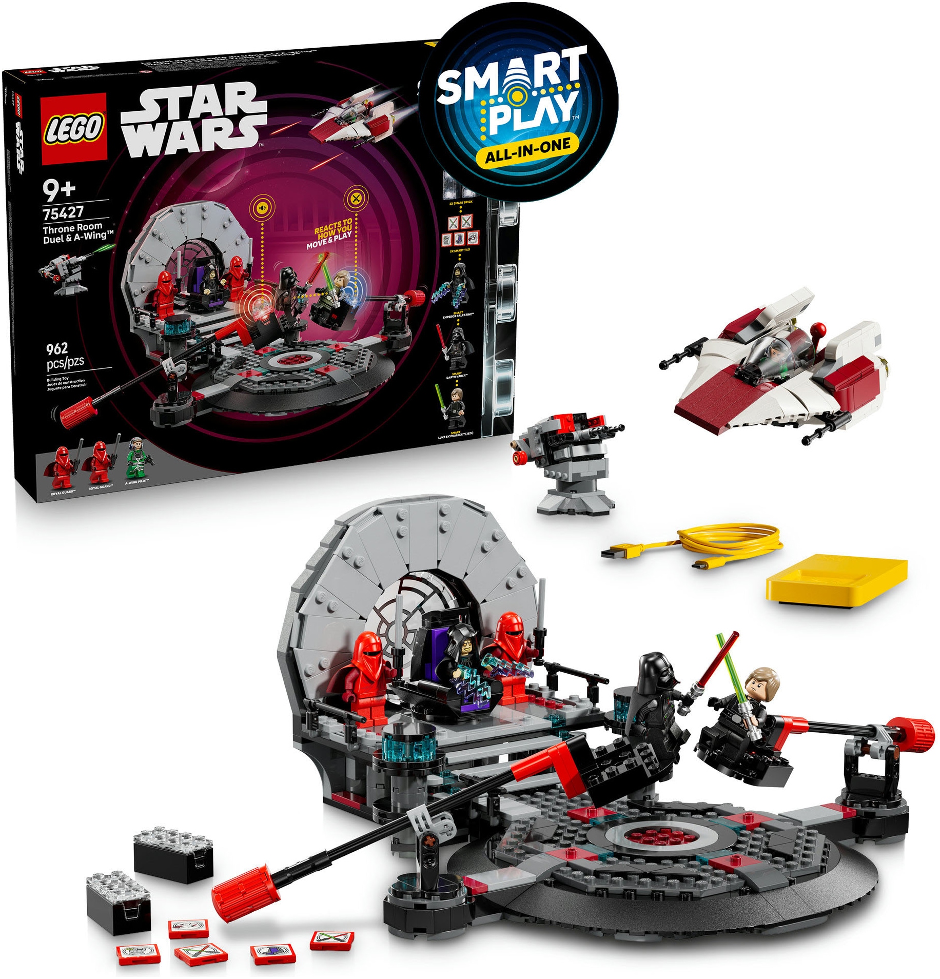 LEGO® Konstruktionsspielsteine »SMART Play: A-Wing und das Duell im Thronsaal (75427), LEGO Star Wars™« inklusive SMART Brick; mit Licht- und Soundeffekten