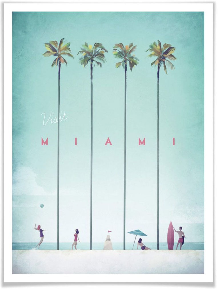 Poster, Poster Rechnung St.), »Palmen Urlaub Strand«, Wandposter (1 Strand, Wandbild, auf Wall-Art Miami bestellen Bild,