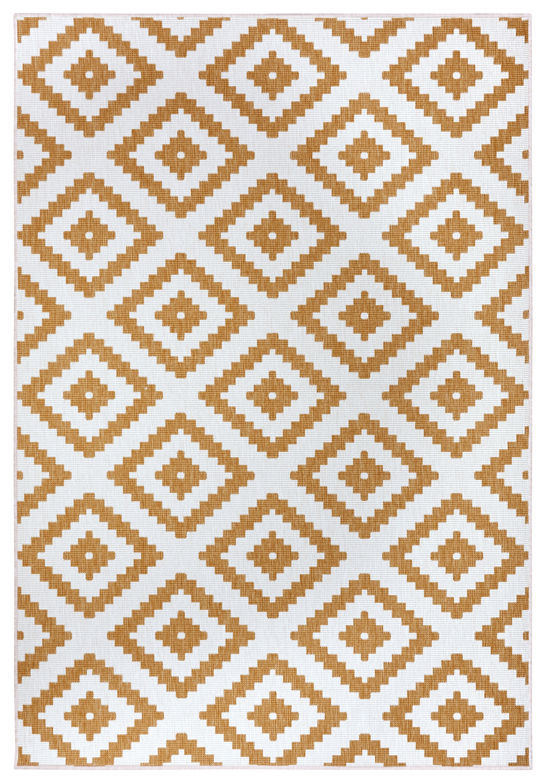 NORTHRUGS Teppich »Malta Wendeteppich«, rechteckig, 5 mm Höhe, In-& Outdoor, Wetterfest, Balkon, Terrasse, Raute, Läufer, Wohnzimmer