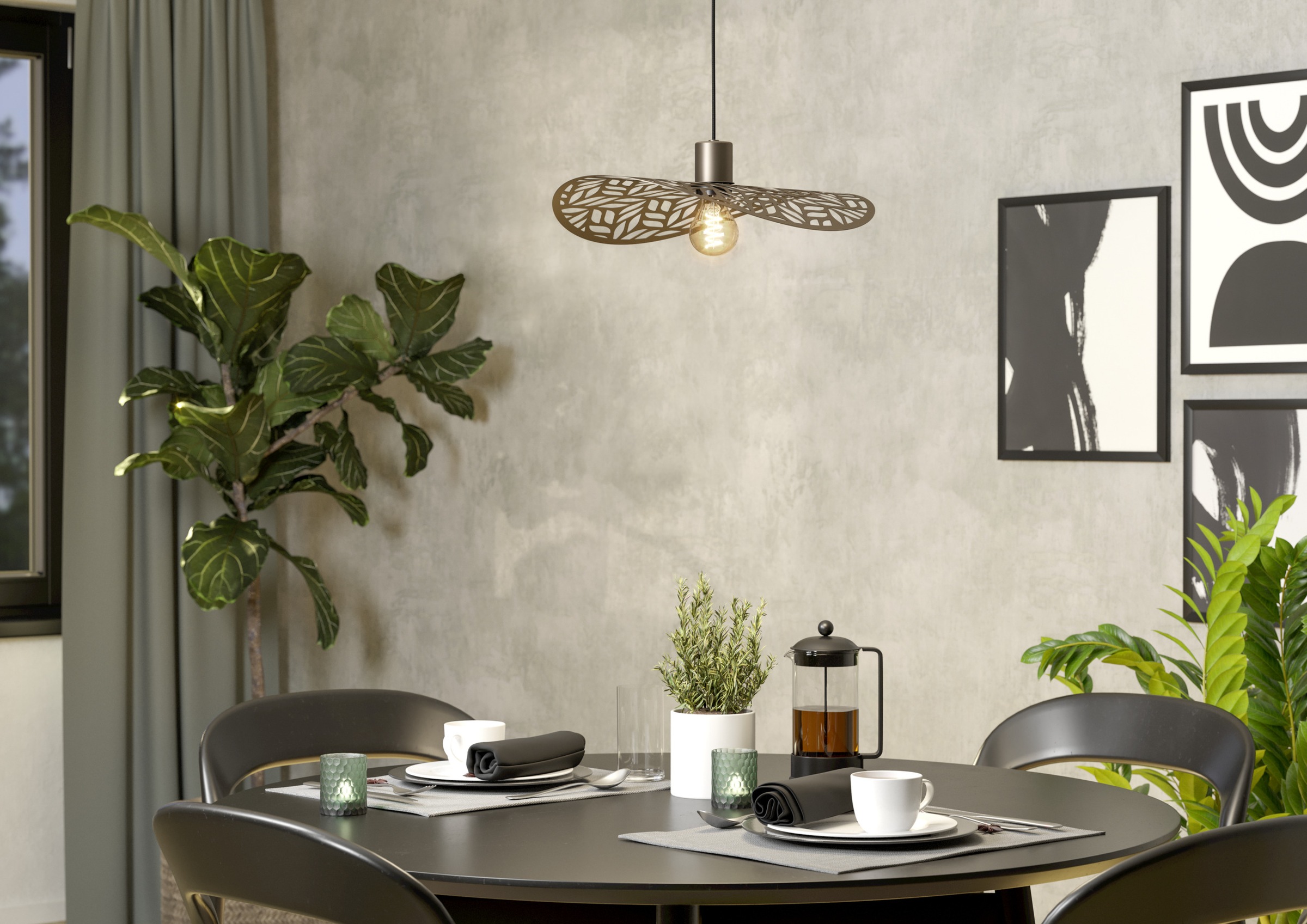 EGLO Hängeleuchte »SWABY Pendellampe - Stahl - E27 - 1X60W - IP20« E27 1 Stk. Hängelampe, Deckenlampe, Wohnzimmer, Esszimmer, H110 x Ø40 cm