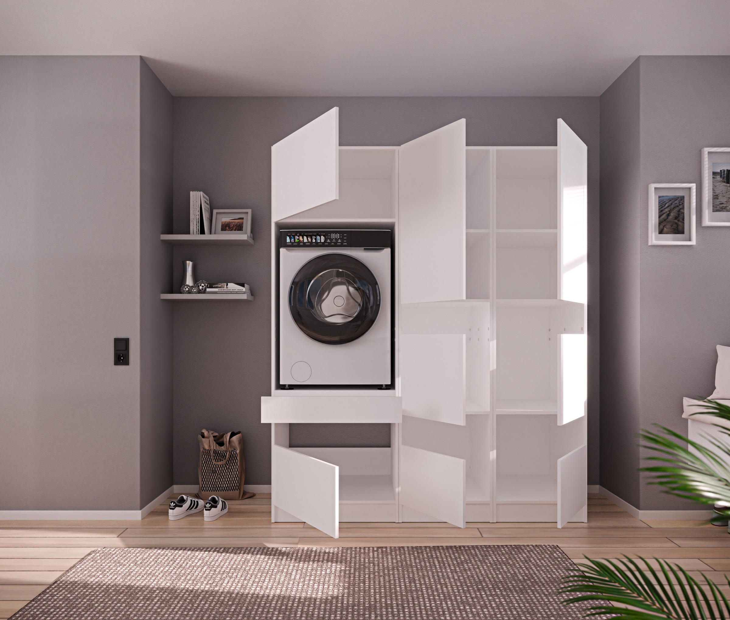BASIC by Balculina Mehrzweckschrank-Set »Washhome B/T/H 168x68x200 cm« 3 Stk. tlg.
