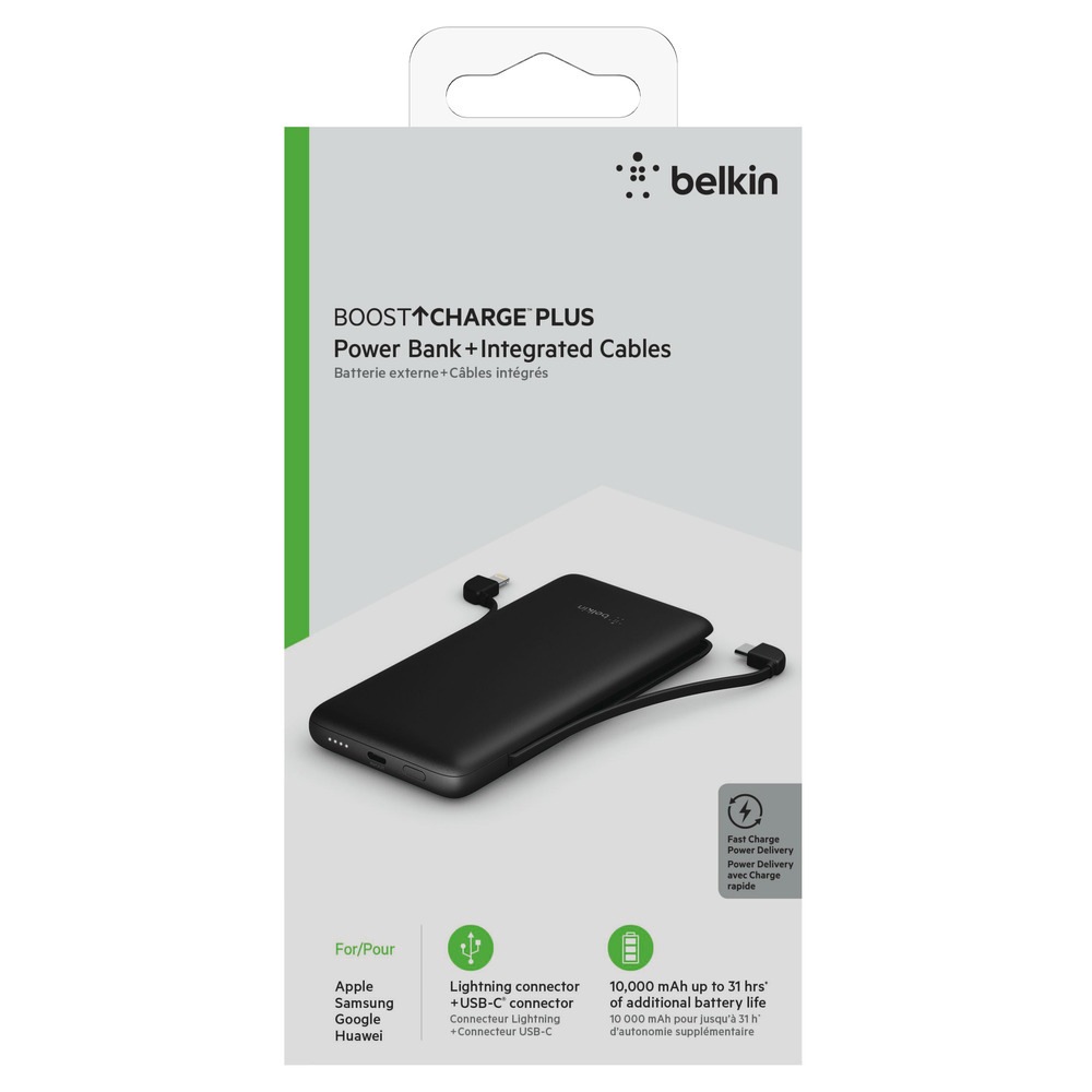 Belkin Powerbank »BoostCharge Plus 10.000 mAh«, Belkin BOOST?CHARGE™ Powerbank,10.000 mAh 18W,mit Kabeln blue, integrierte Kabel