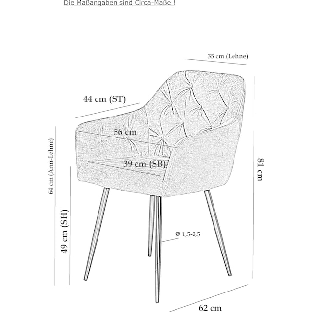 HELA 4-Fußstuhl »Kira«, (Set), 2 St., Samtvelours, Armlehnstuhl Samt oder  Microfaser Bezug auf Raten bestellen