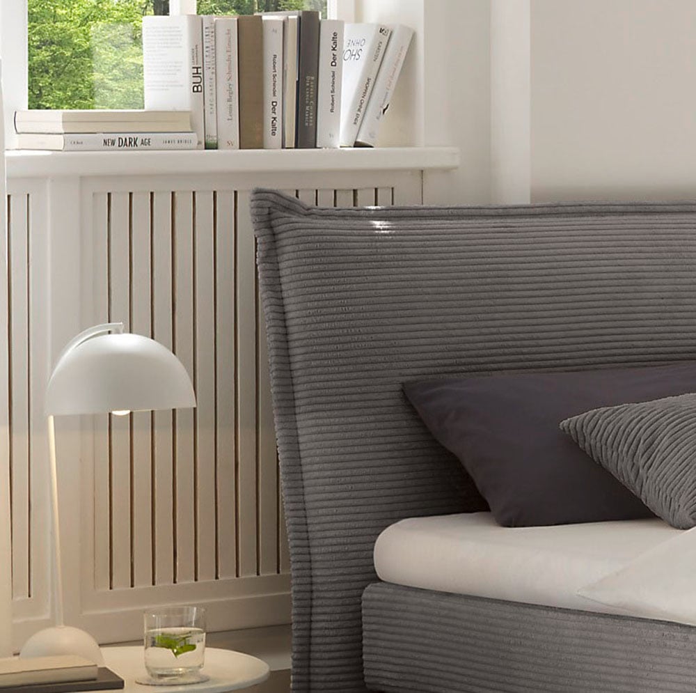 hapo Boxspringbett »Helsinki in verschiedenen Breiten und Härtegraden erhältlich« Bett mit samtartigem Stoff bezogen, inkl. Topper