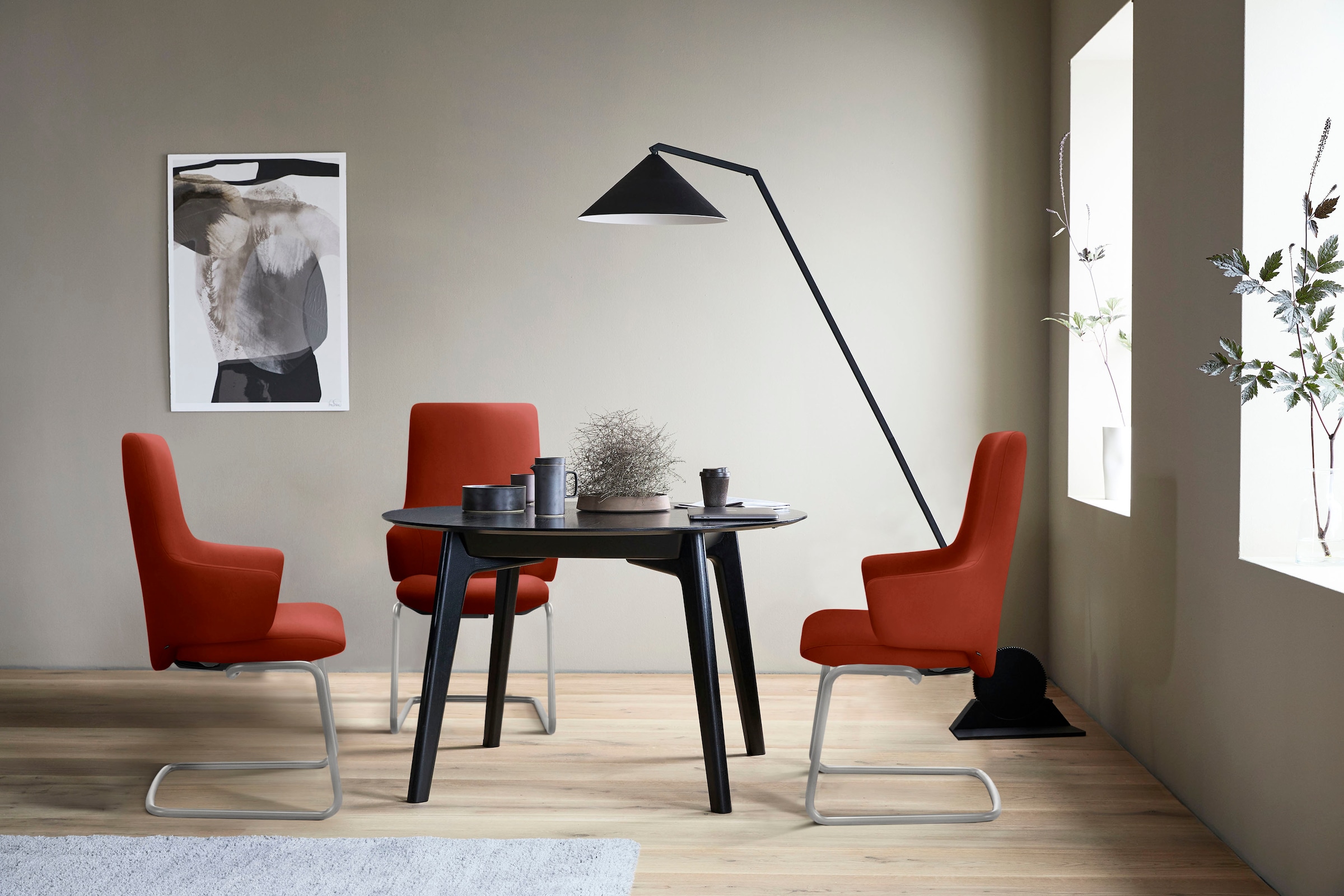 Stressless® Polsterstuhl »Laurel«, Microfaser DINAMICA, High Back mit Armlehne, Größe L, mit Beinen aus Stahl in Chrom
