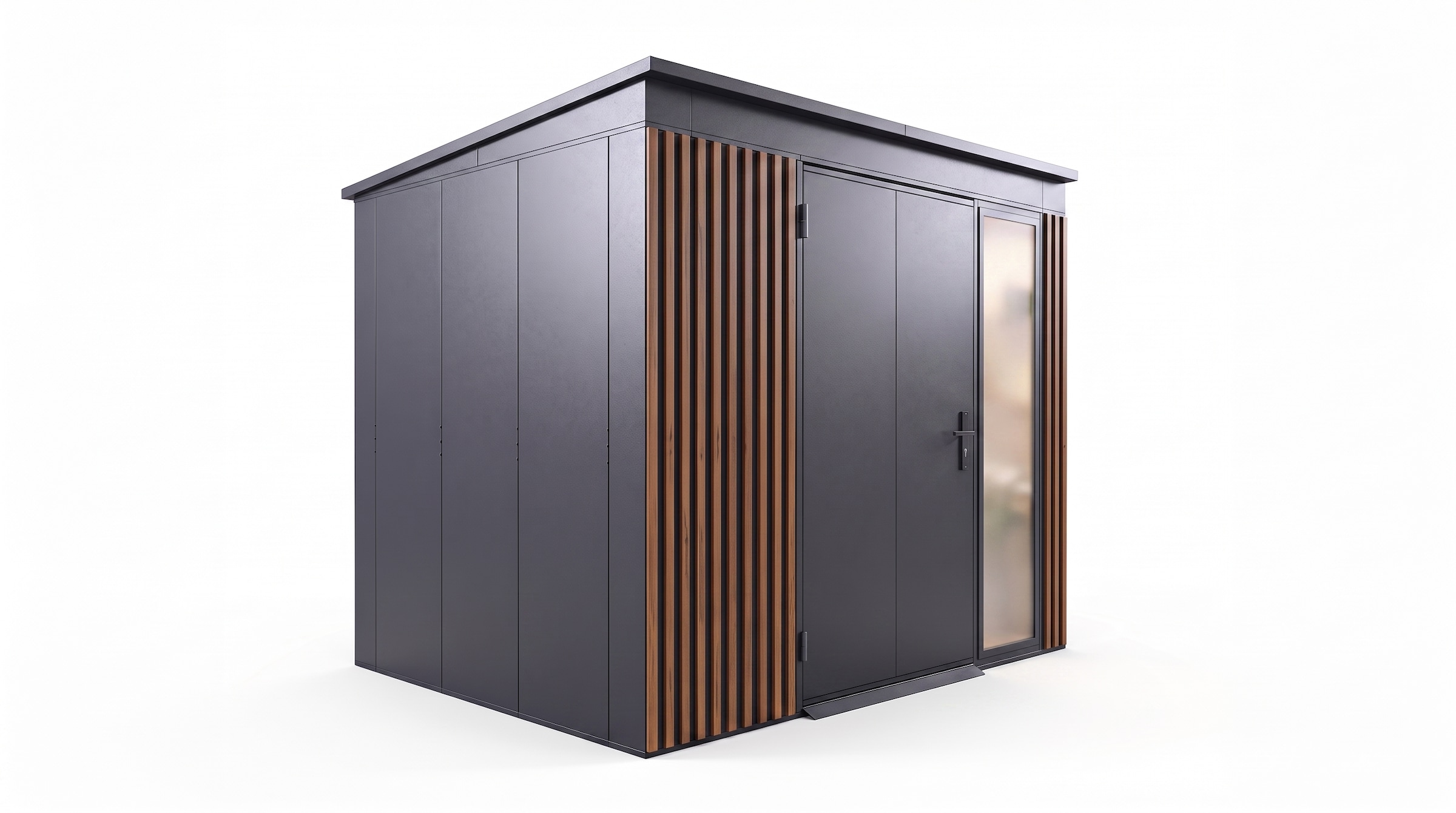 weka Gerätehaus »Gary Gr. 5, aus Metall mit Holzoptik, anthrazit« aus pulverbeschichtetem, verzinktem Stahl