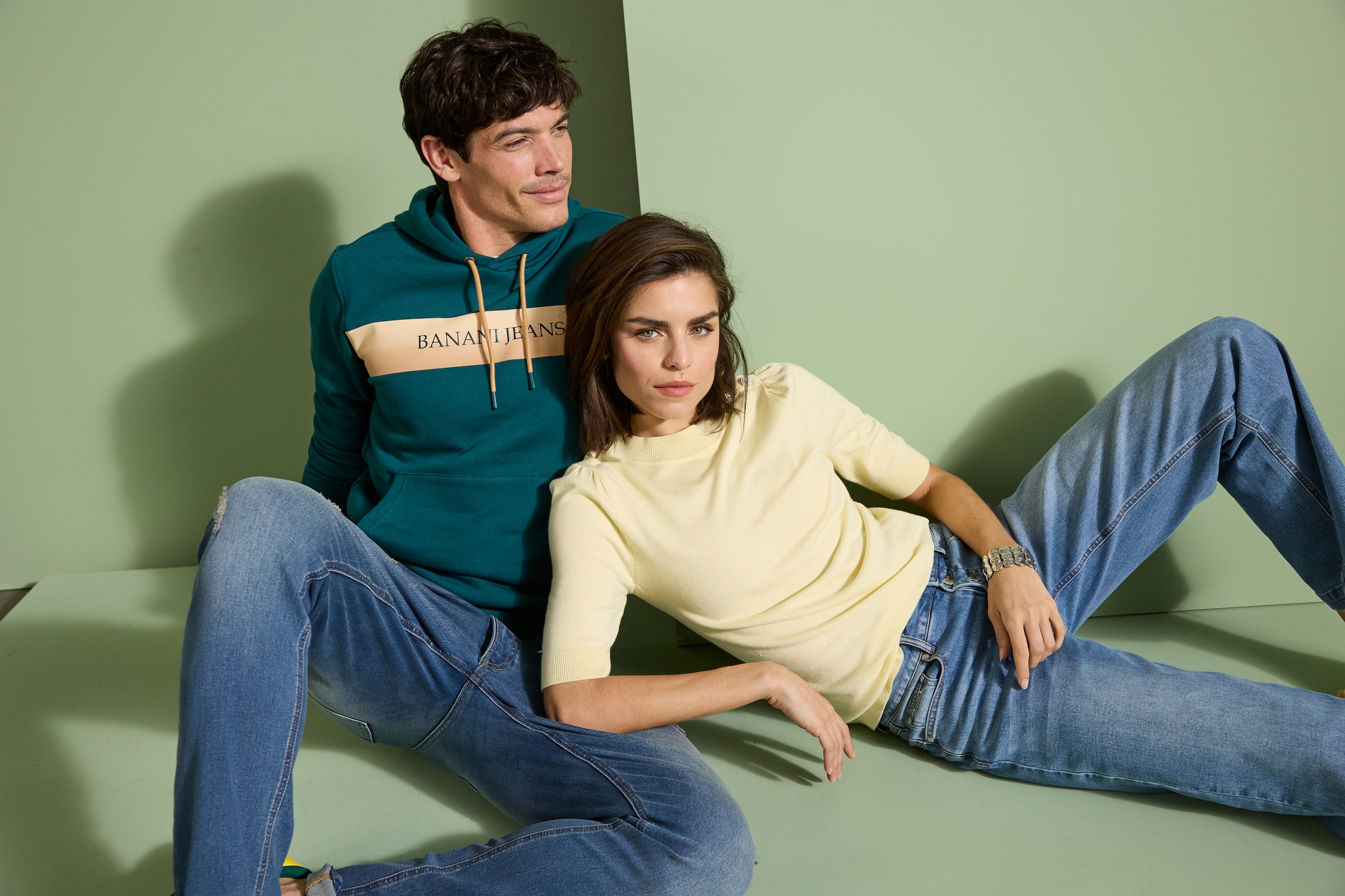 Bruno Banani Weite Jeans mit Elasthan-Anteil, aus Baumwollmaterial