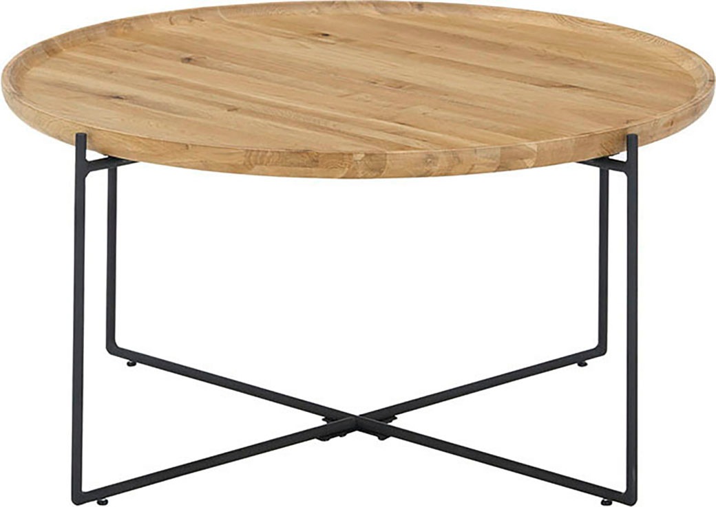 MCA furniture Couchtisch »TREVISO Top Eiche massiv 30mm«, Eiche massiv natur, Metall schwarz matt, Belastbarkeit 30 kg