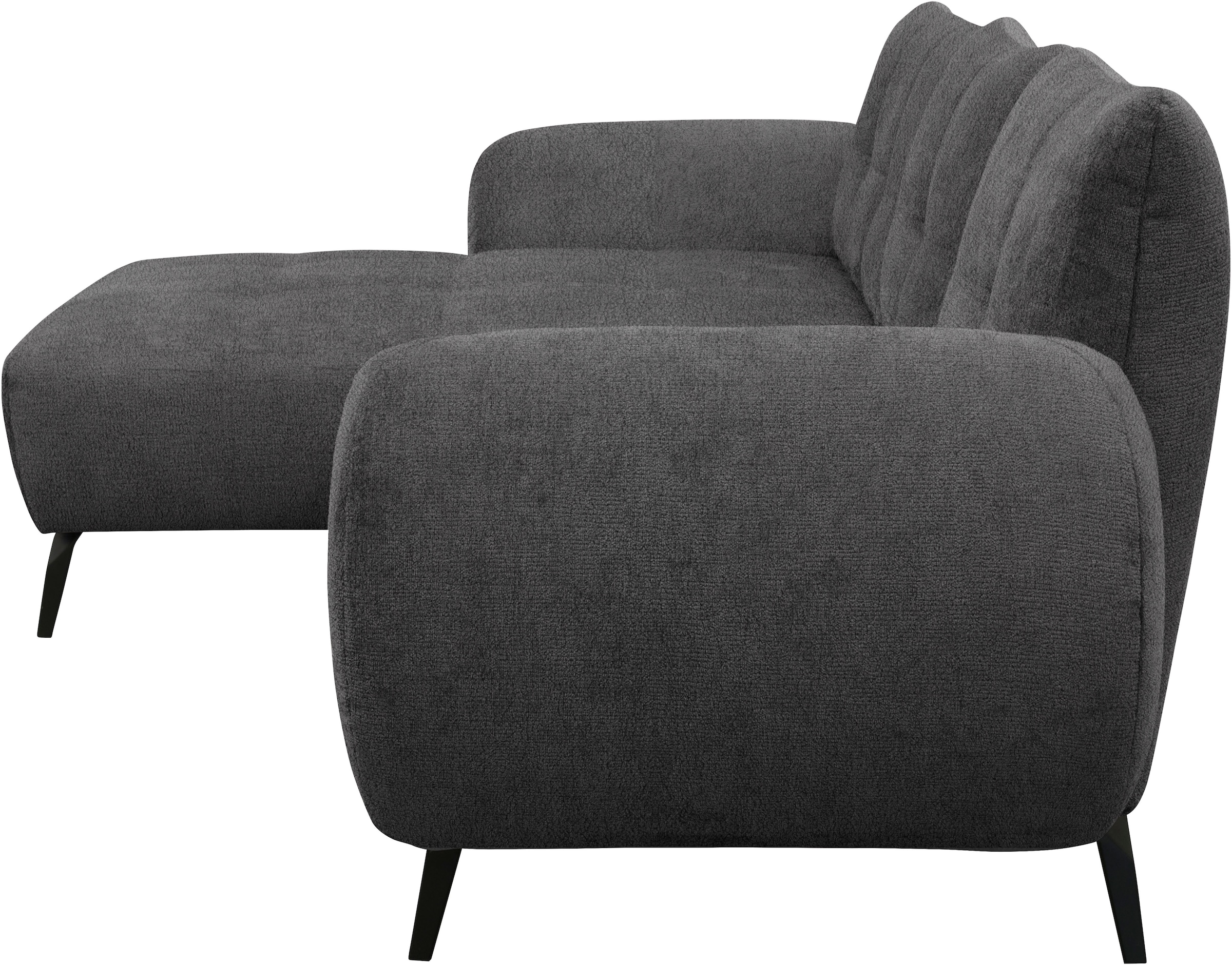 OTTO home Ecksofa »Viborg 261 x 140 cm, mit Steppungen, elegant, modern« L-Form, pflegeleichter Bezug, hohe Füße - passend für Saugroboter!