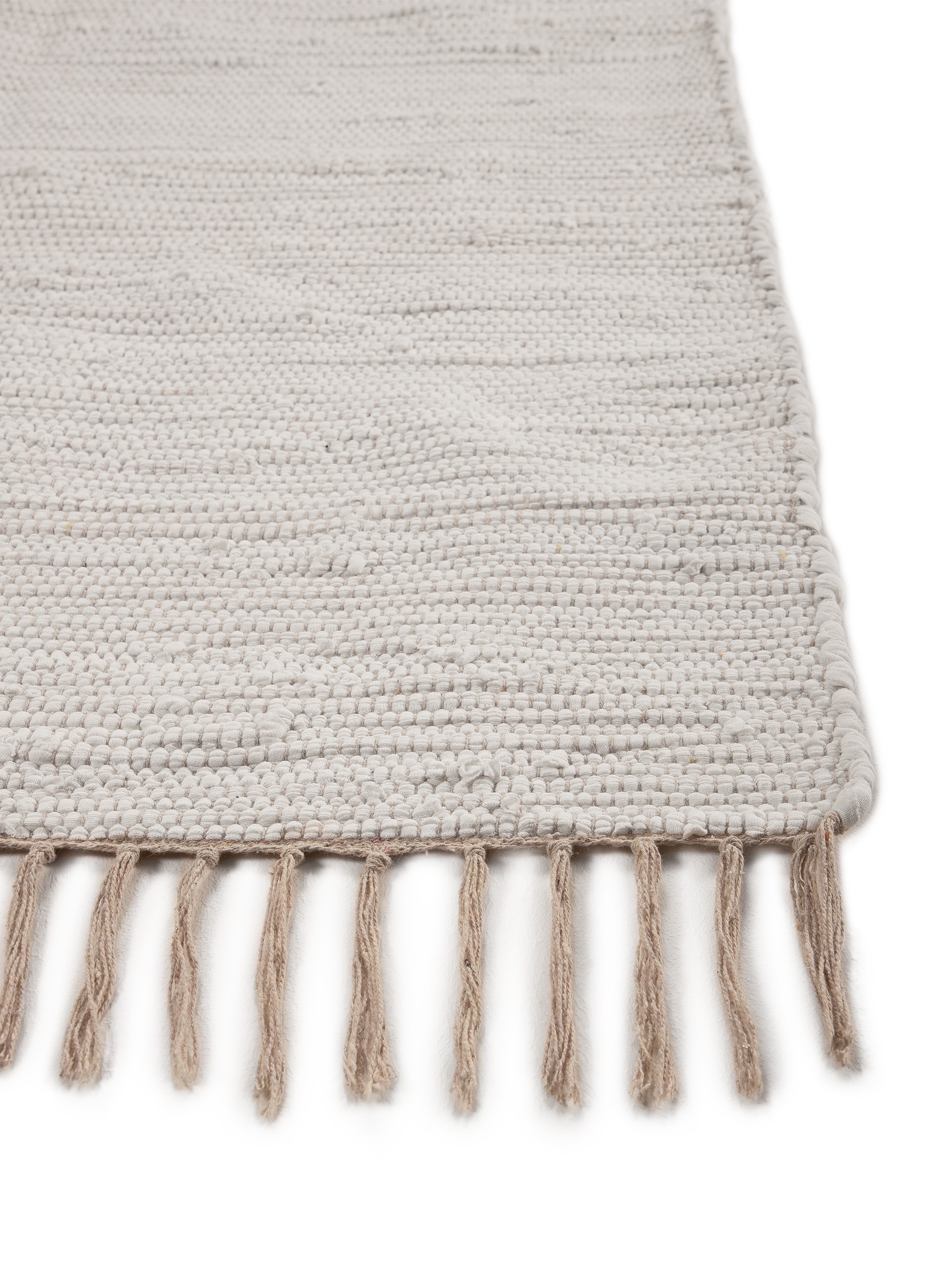 carpetfine Teppich »Kelim Chindi uni, auch als Läufer«, rechteckig, 5 mm Höhe, Wendeteppich, reine Baumwolle, handgewebt, Uni-Farben, mit Fransen