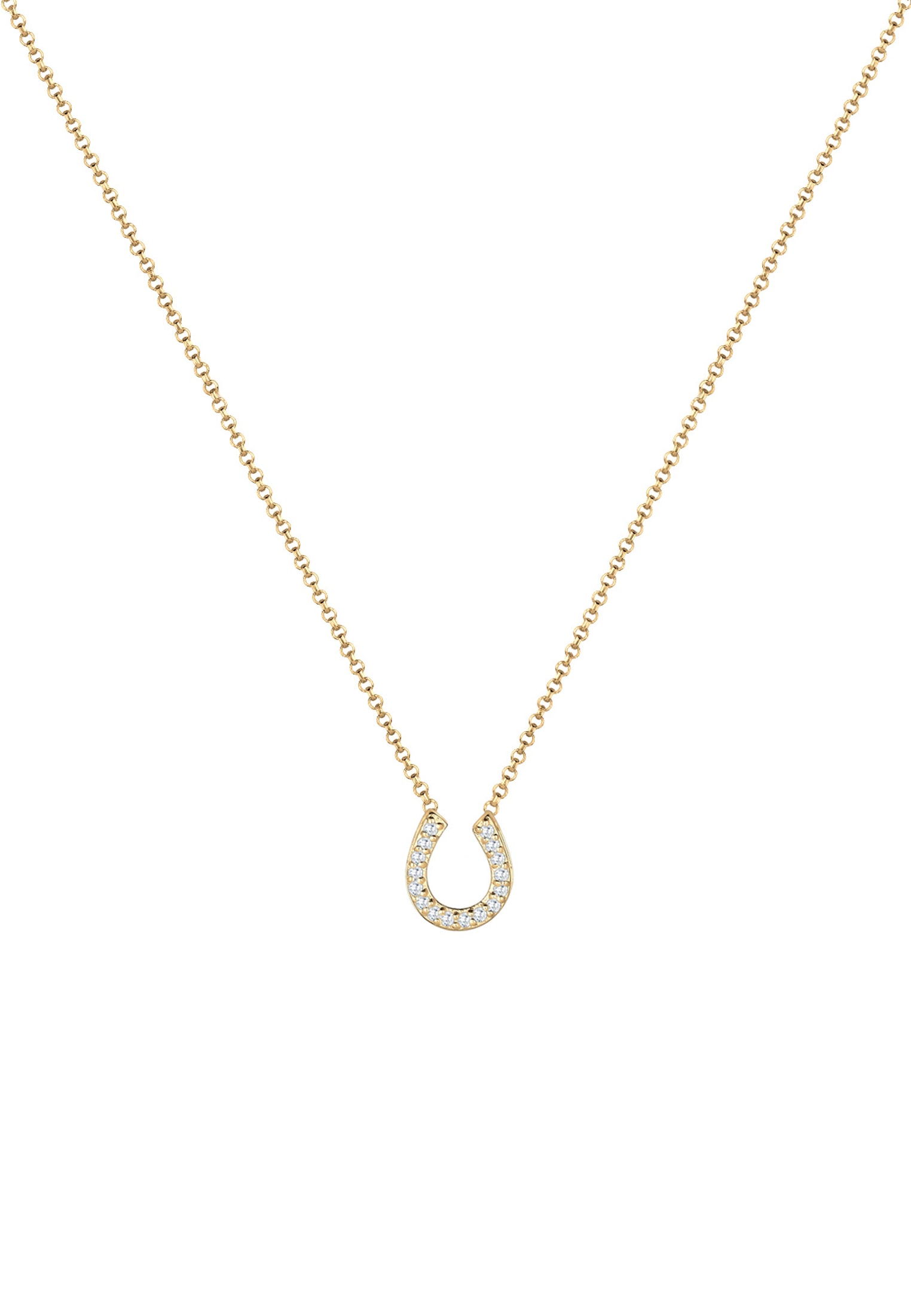 Elli Silberkette »Halskette Hufeisen Glück Zirkonia 925 Sterling Silber«