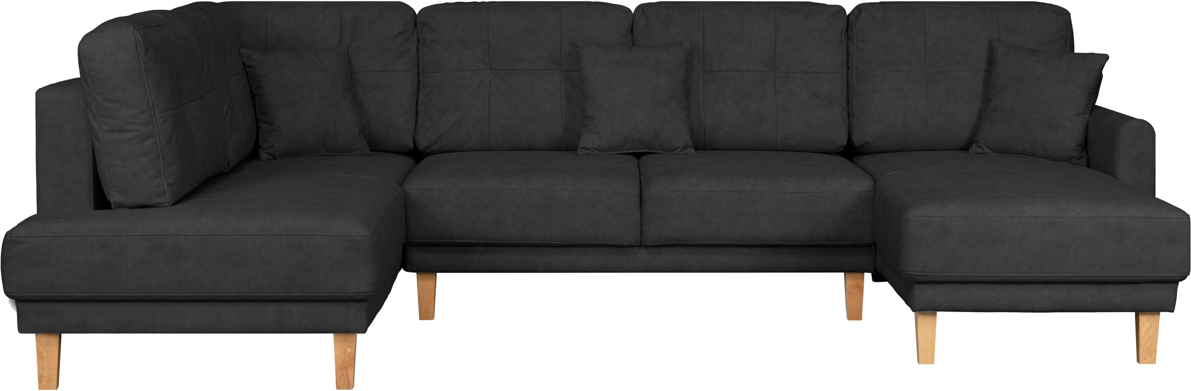Home affaire Wohnlandschaft »TRIPLO U-Form wahlweise mit Schlaffunktion, B/T/H: 310/192/90 cm«, Schlafsofa, auch mit Bettkasten, Steppung im Rückenkissen