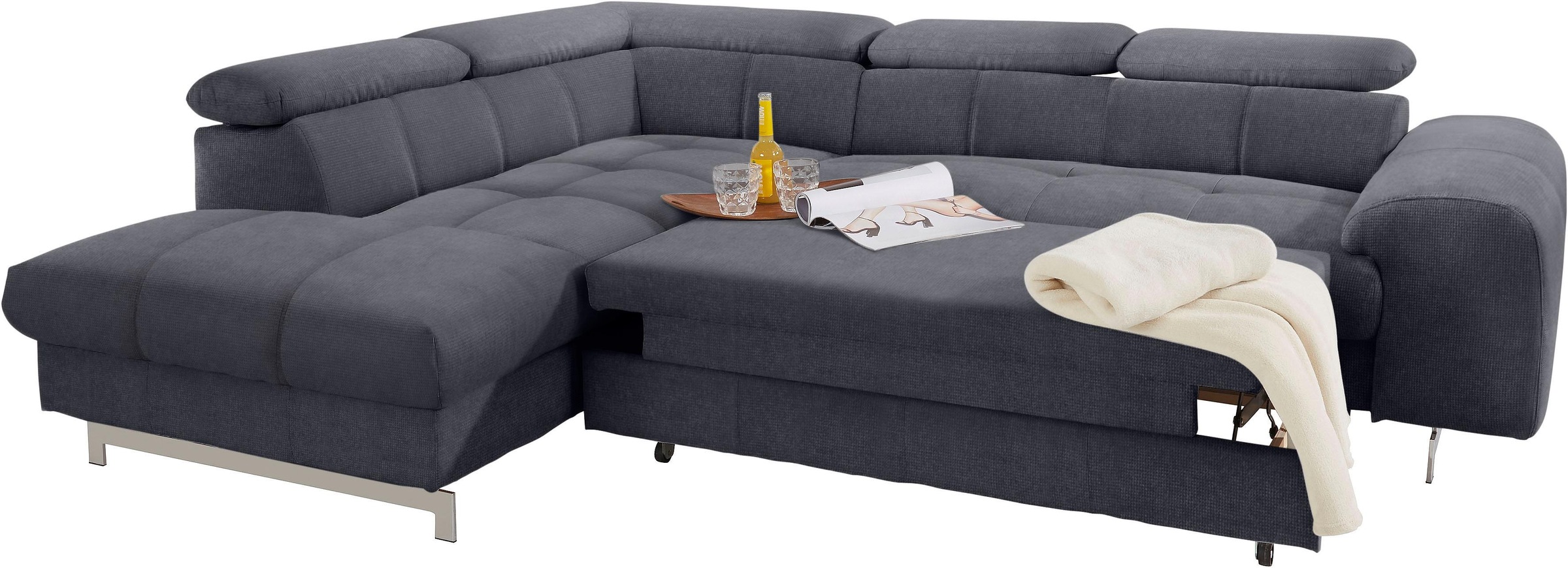 COTTA Ecksofa »Chef L-Form«, mit Kopfteilverstellung, wahlweise mit Bettfunktion