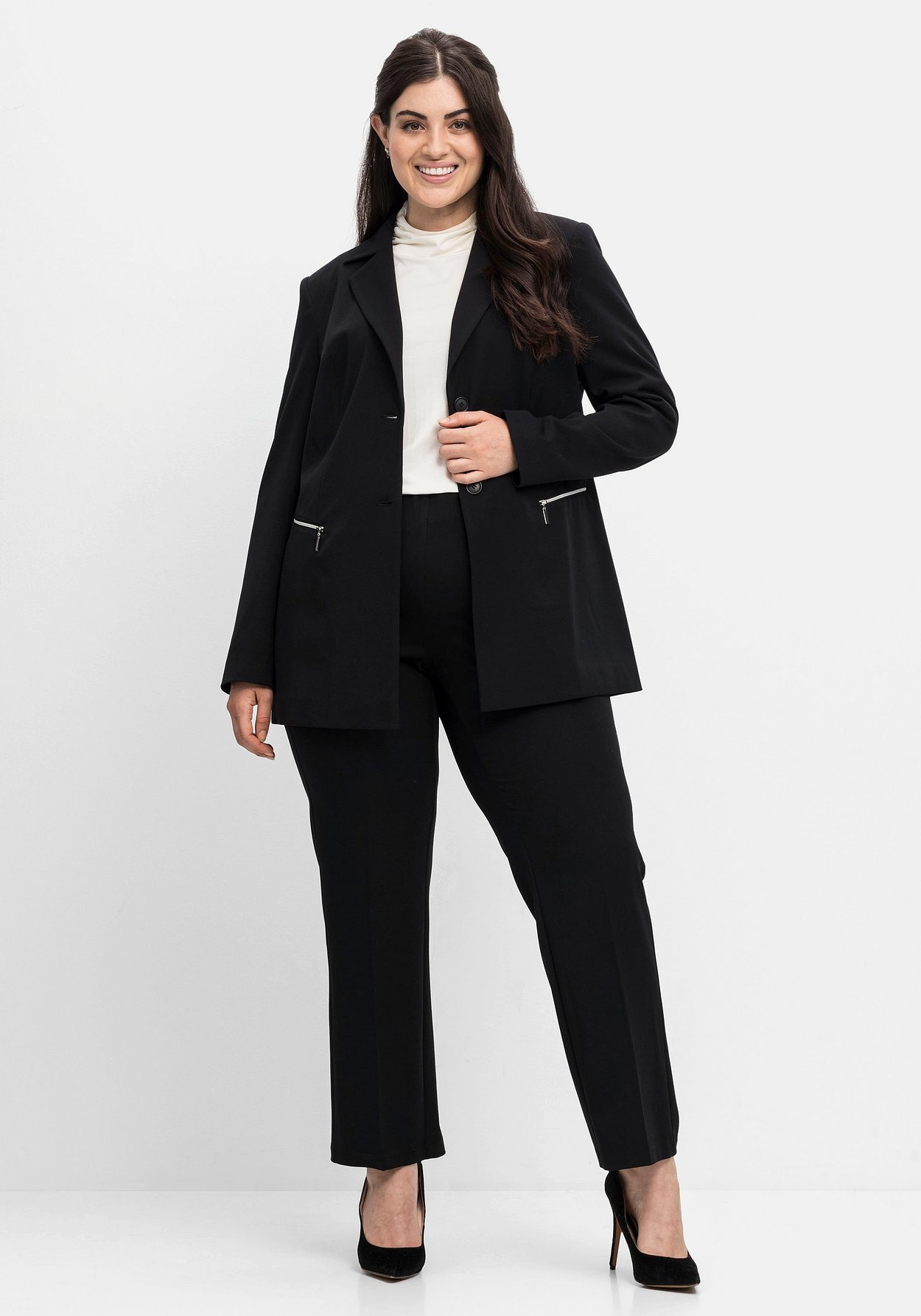 Sheego Jackenblazer »Blazer mit Reißverschluss-Taschen«, mit Reißverschluss-Taschen