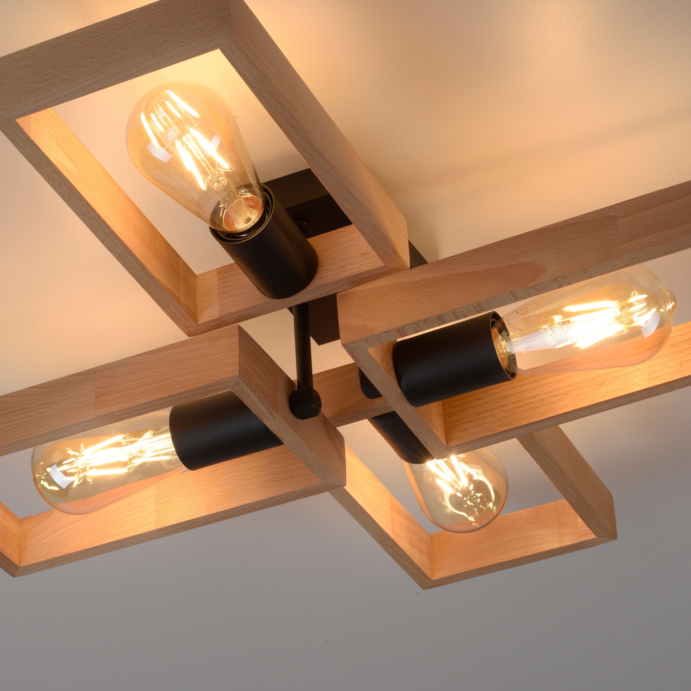Home affaire (Akazienholz), Garantie Leuchtmittel Deckenleuchte Deckenlampe geeignet aus E27 flammig-flammig, kaufen mit 3 für Holz | online Jahren XXL 4 »Nohen«