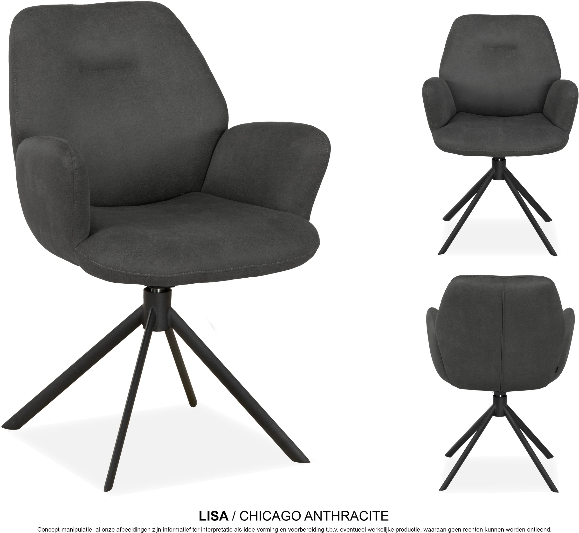 OMG Design Esszimmerstuhl »Lisa« (Set) 1 Stk.Drehstuhl mit auto-return, Armlehnenstuhl