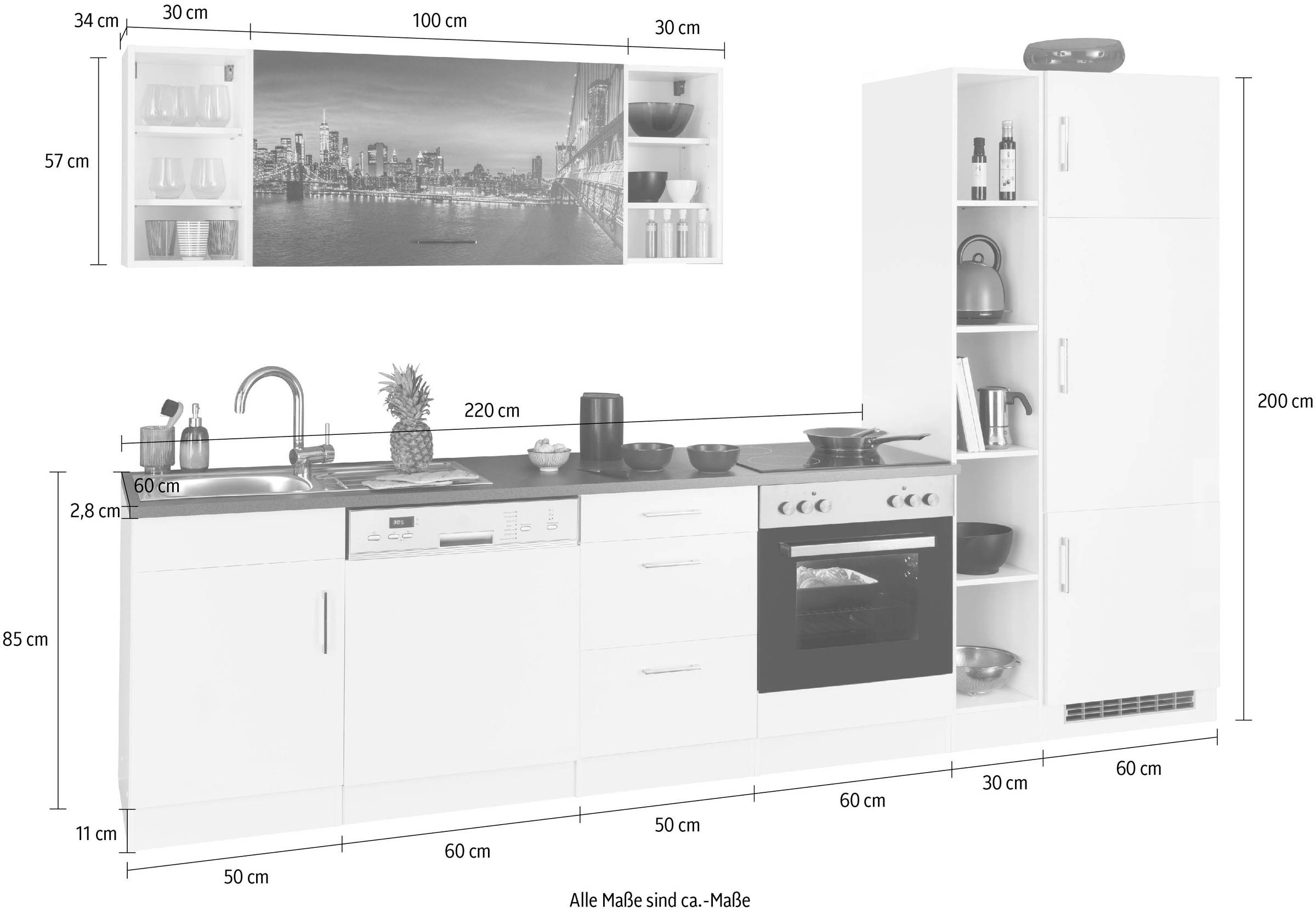 HELD Küchenzeile »Paris«, cm Breite Rechnung MÖBEL auf E-Geräte, bestellen 280 ohne