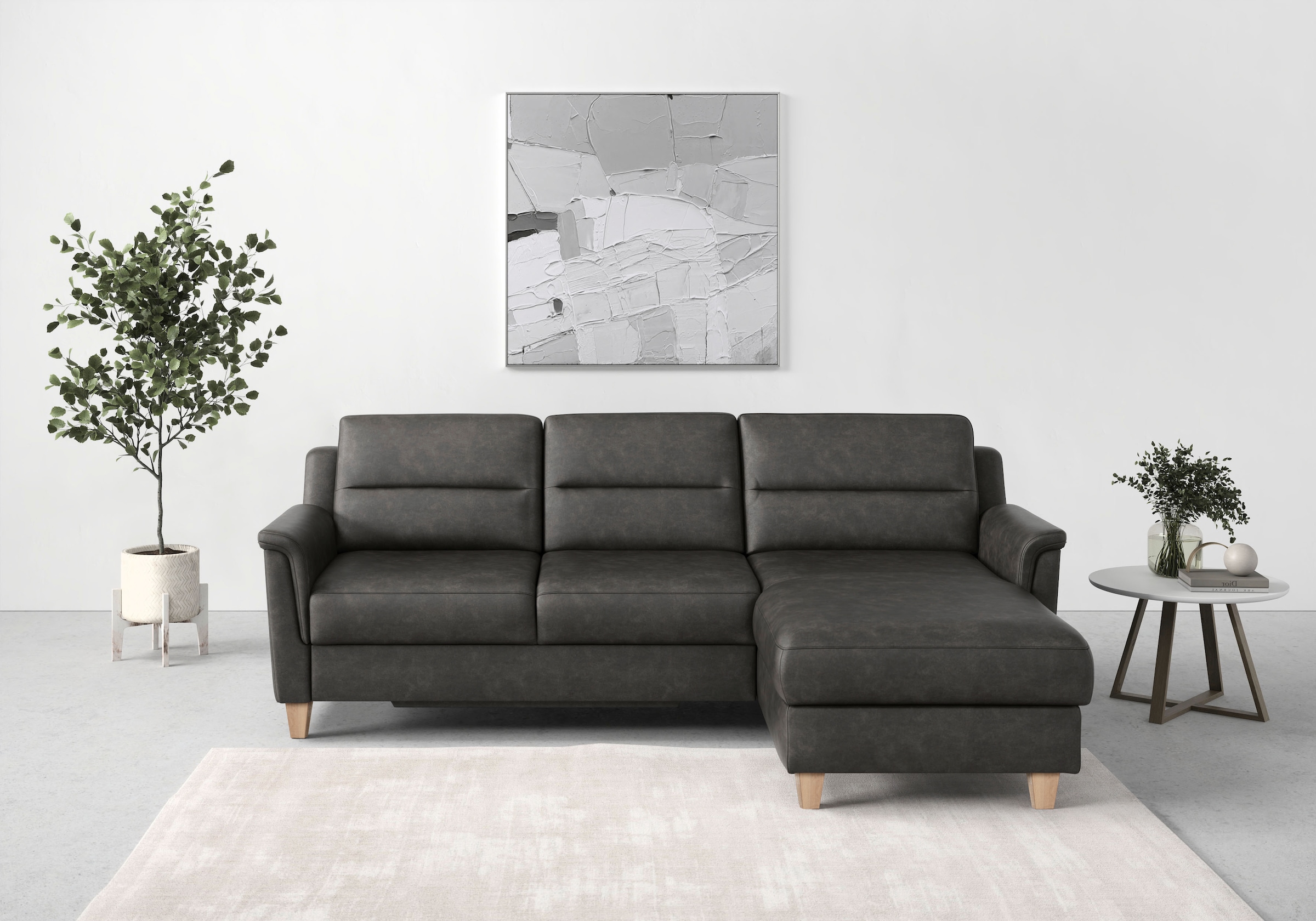 sit&more Ecksofa »Farö L-Form«, inklusive Federkern, wahlweise mit Bettfunktion und Bettkasten