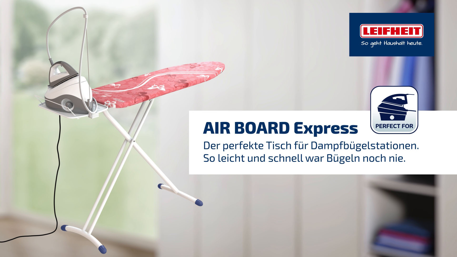 Leifheit Bügelbrett »AirBoard Express M Solid«, Bügelfläche 120 Cmx38 ...