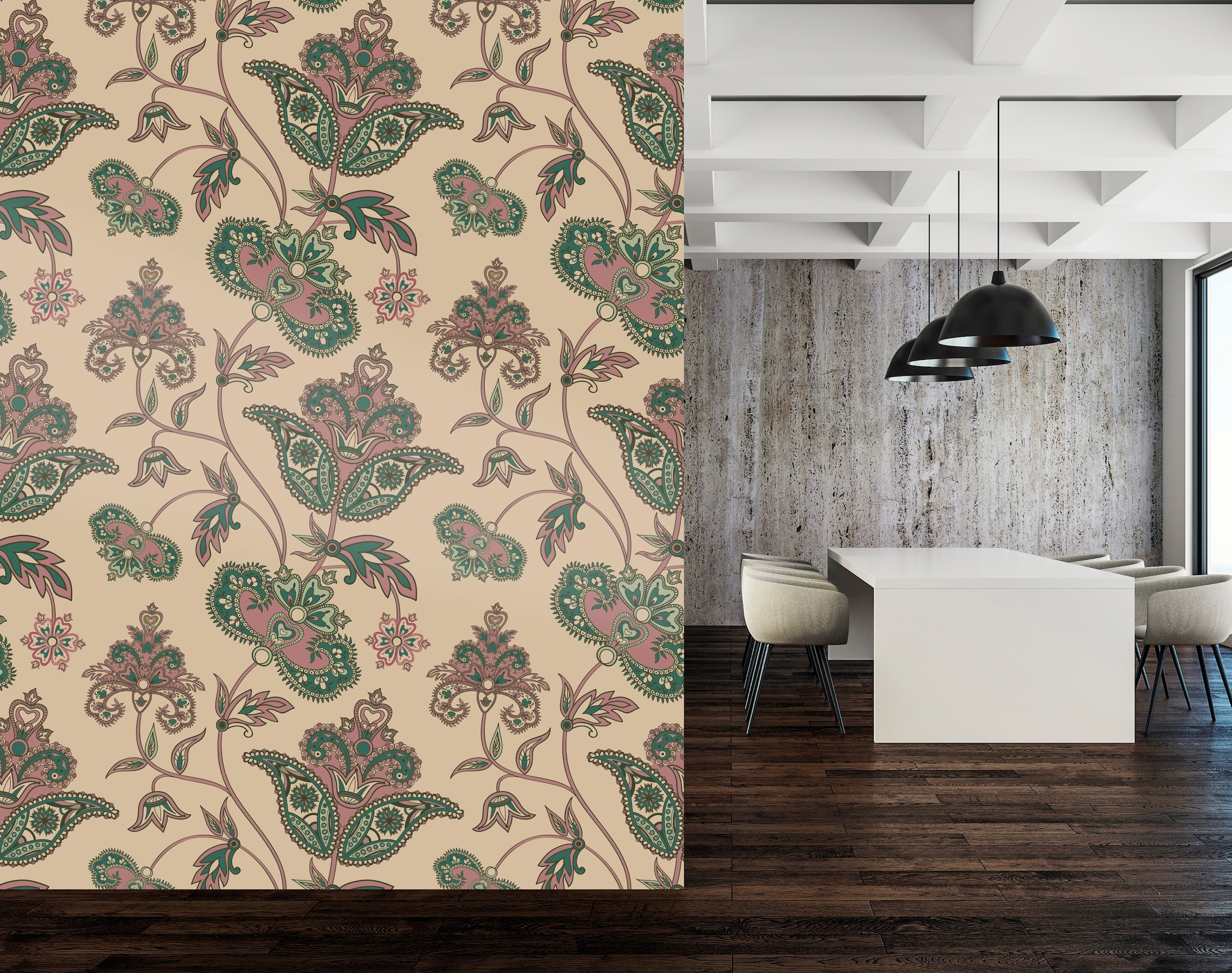 queence Vinyltapete »Paris« Motiv | bedruckt | botanisch | floral | gemustert | natürlich glatt 90x250cm, selbstklebend, kinderleichte Anbringung, , Sticker