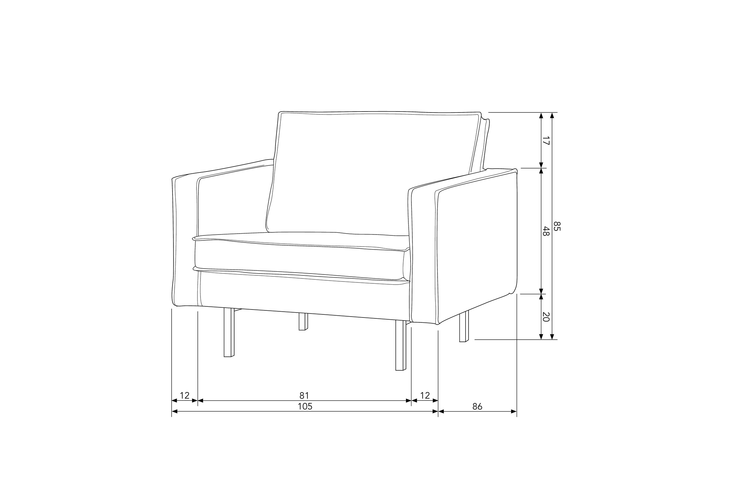 WOOOD Polsterstuhl »Rodeo«, frei im Raum stellbar, H 85 cm x B 105 cm