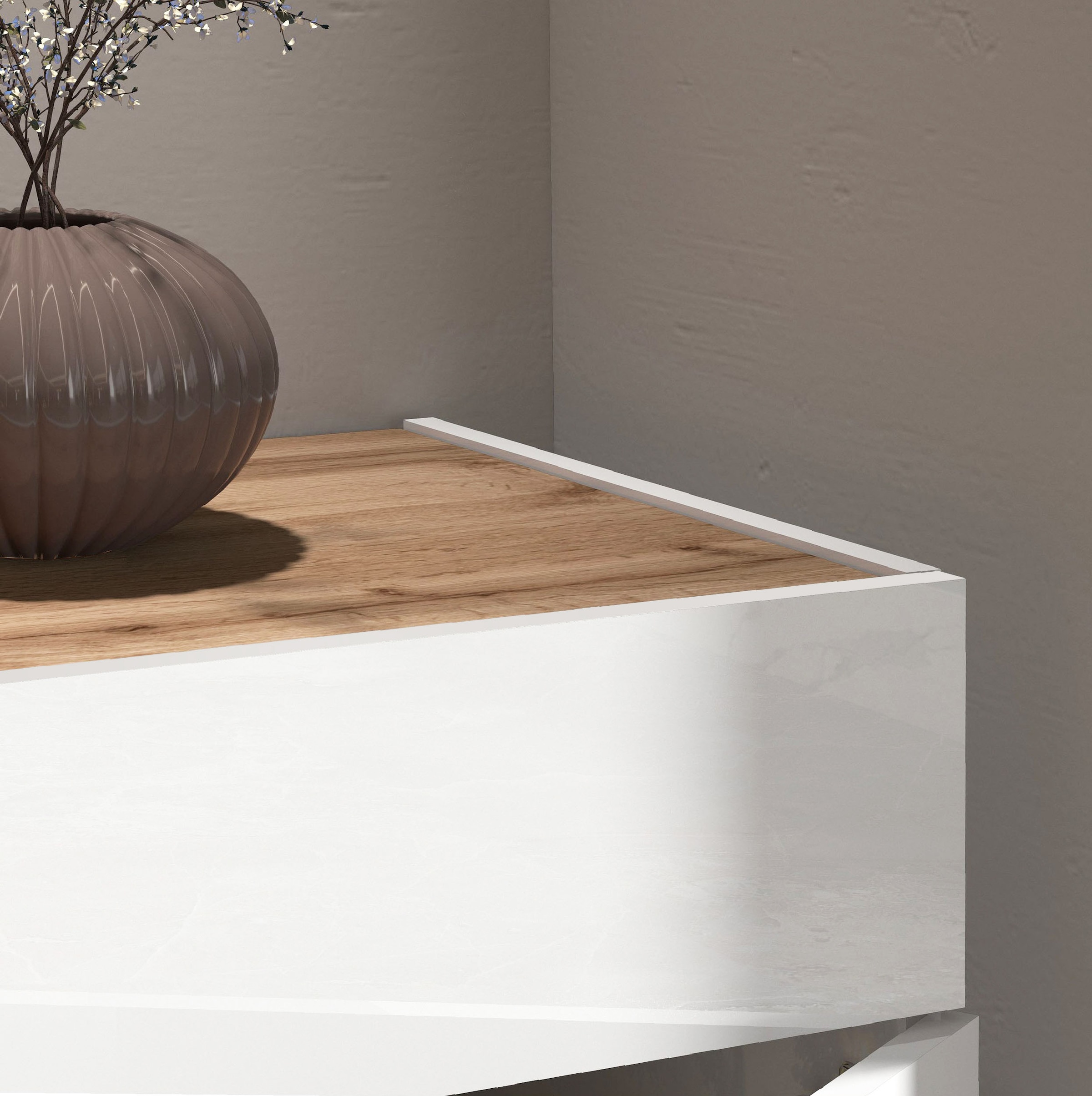 OTTO home Sideboard »Garda, Kommode, Schrank, 2 Türen, 1 Schublade, Made in Italy« Hochglanzlackierte Fronten, Korpus matt, grifflos, Breite 80,9 cm