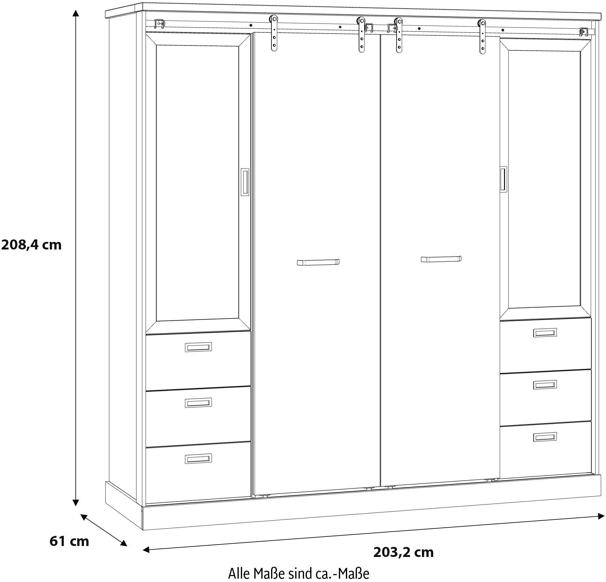 FORTE Kleiderschrank, mit Beleuchtung