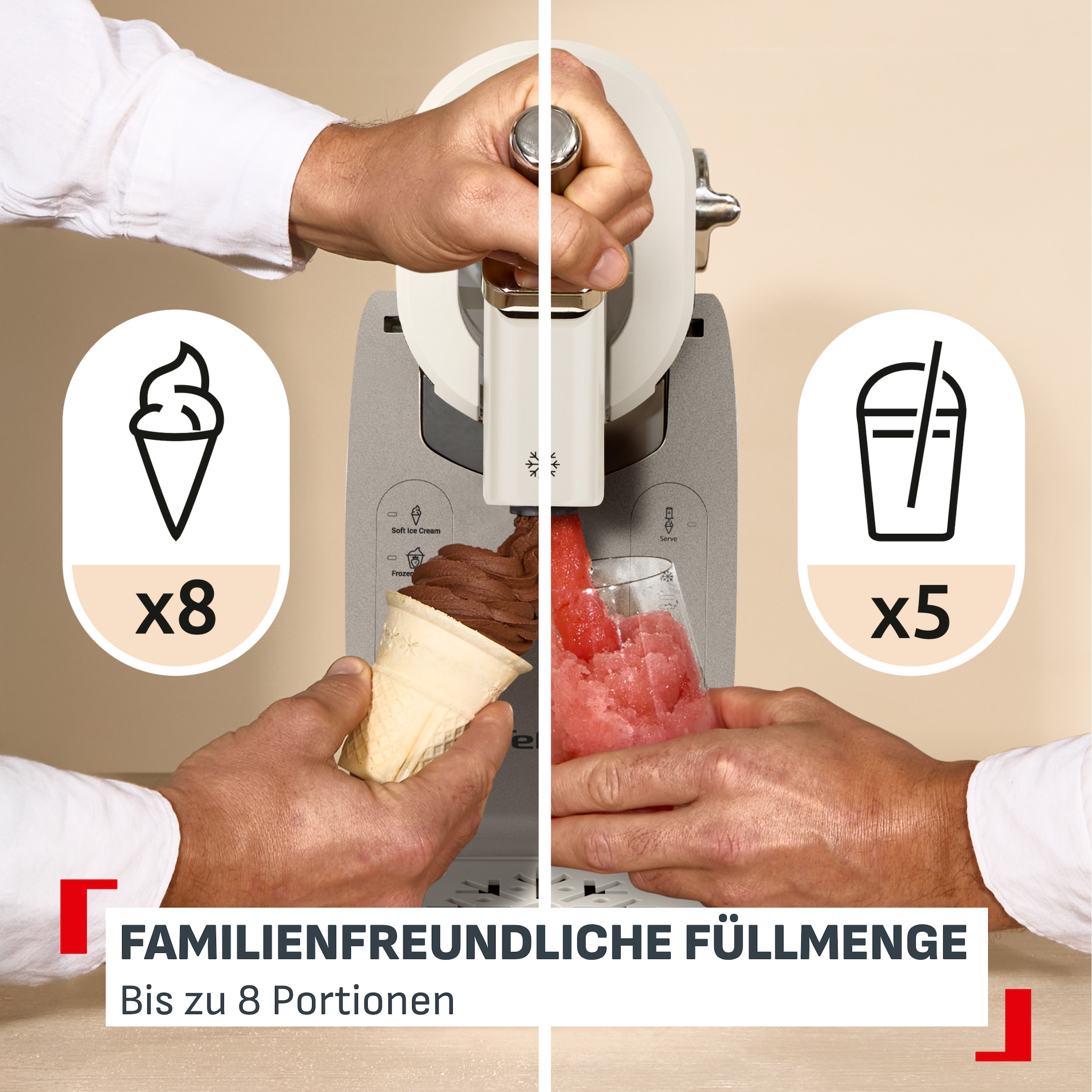 Tefal Slush-Eismaschine »Freezi« 5 Automatikprogramme, 8 Portionen in einer Zubereitung, Spülprogramm