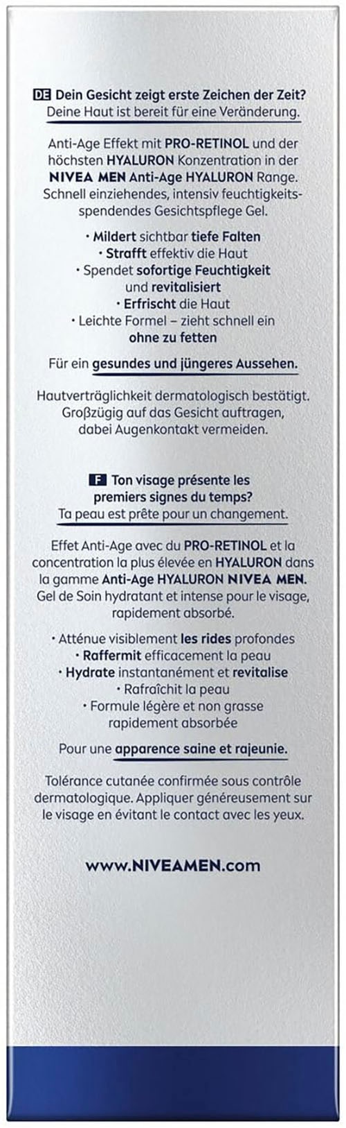 Nivea Men Anti-Aging-Creme »Anti-Age Hyaluron Hydro Gesichtsgel«