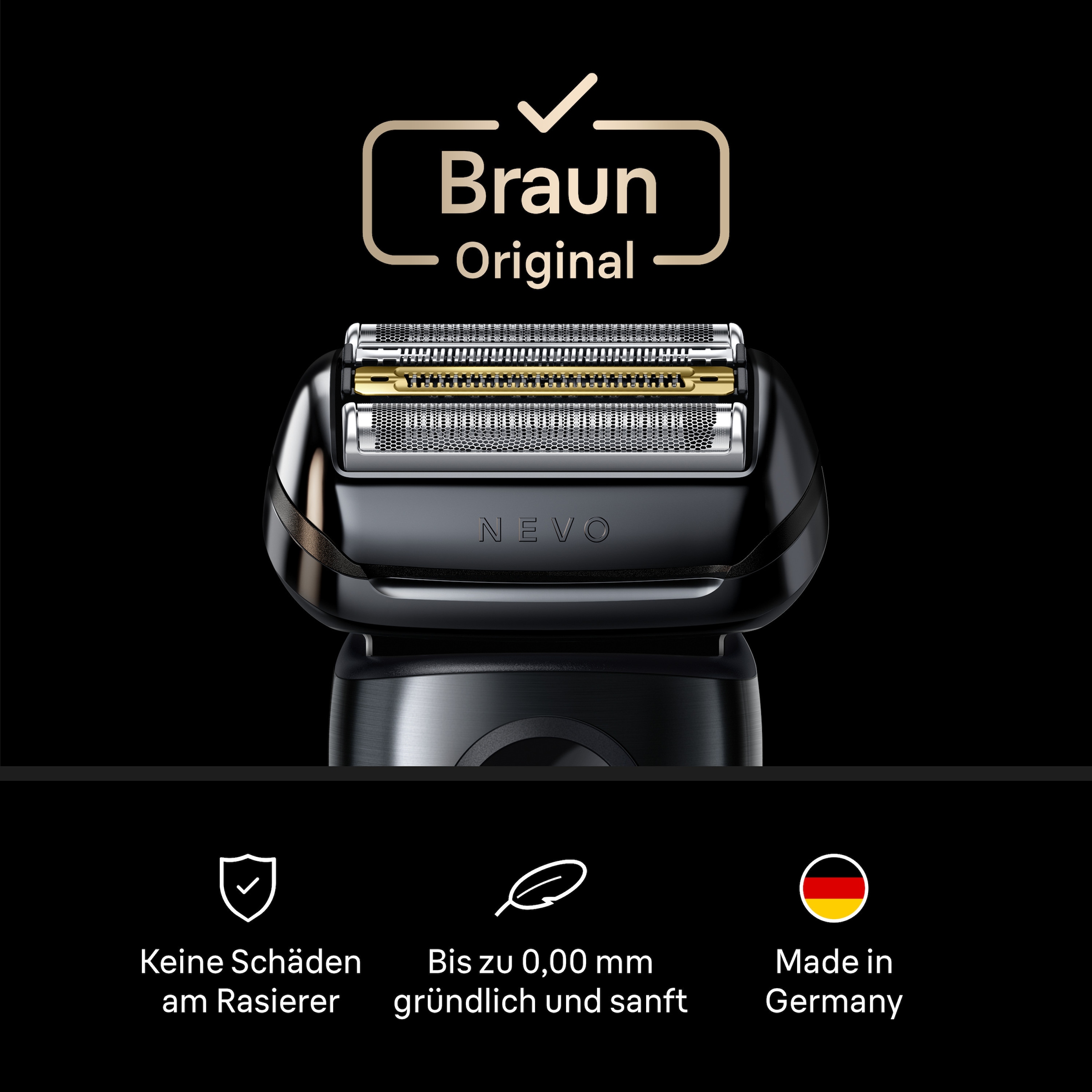 Braun Ersatzscherkopf »NEVO Silver« 100% Leistung, Kompatibel mit NEVO Rasierern, Silber