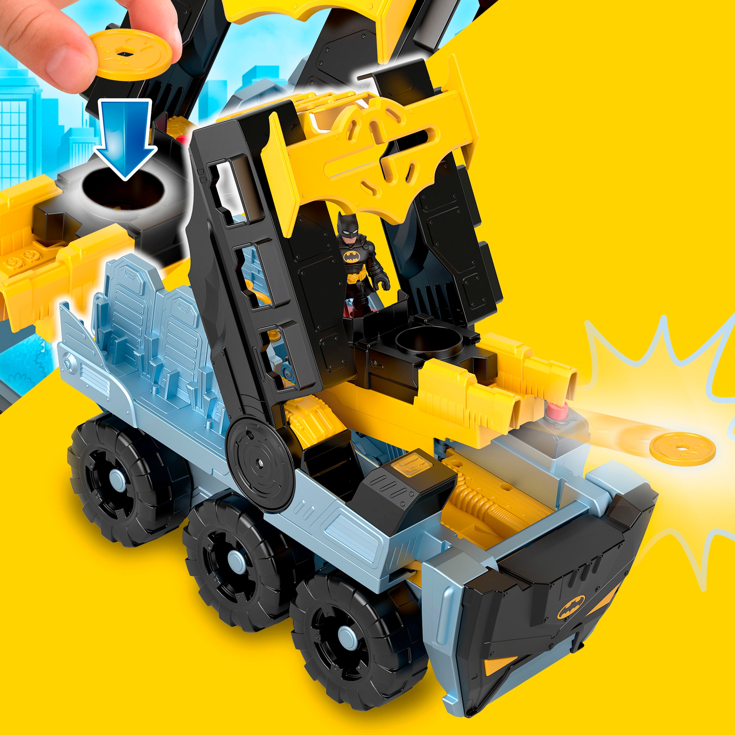 Fisher-Price® Spielzeug-Auto »Imaginext DC Super Freunde Mega Bat-Transformer«, mit Licht und Sound