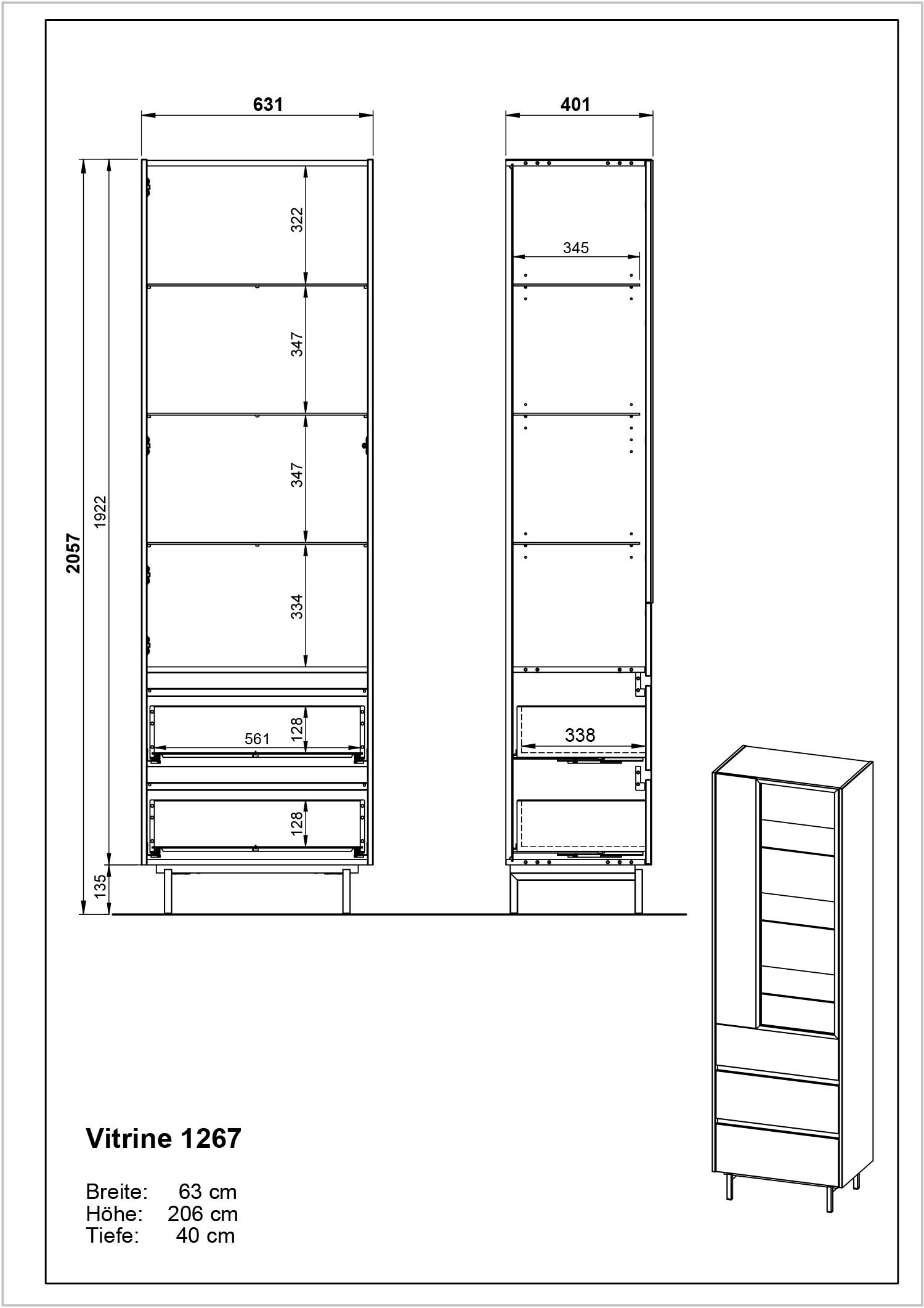 GERMANIA Wohnzimmer-Set »Cantoria«, (Set, 4 St.), mit Sideboard, Wandboard, Vitrine, Couchtisch, griffloses Design