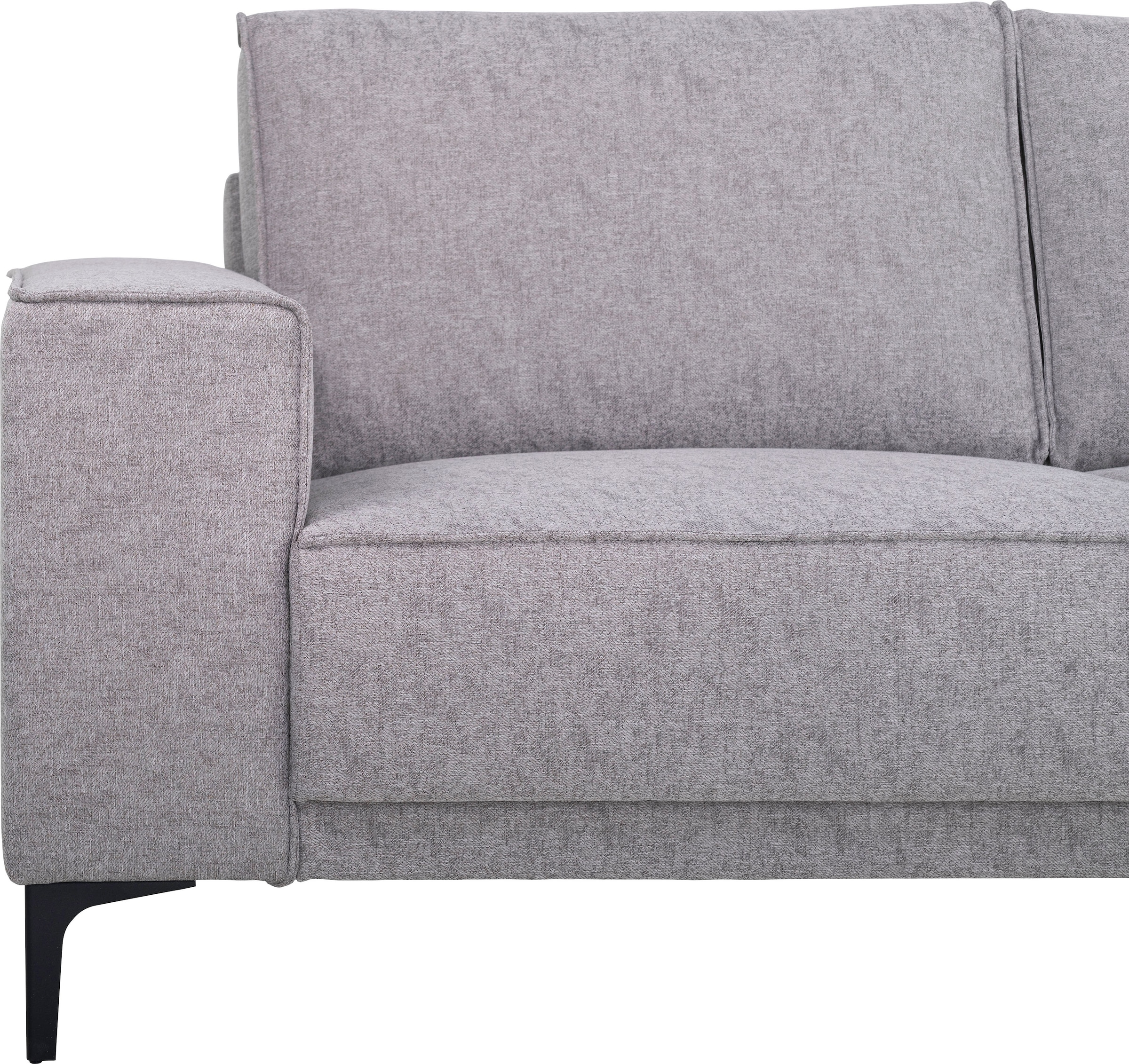 Places of Style Ecksofa »Polsterecke Oland, Struktur, Flachgewebe, Luxus-Microfaser, Boucle«, L-Form, 280 cm, Wellenunterfederung, Skandi-Design, Metallfüße