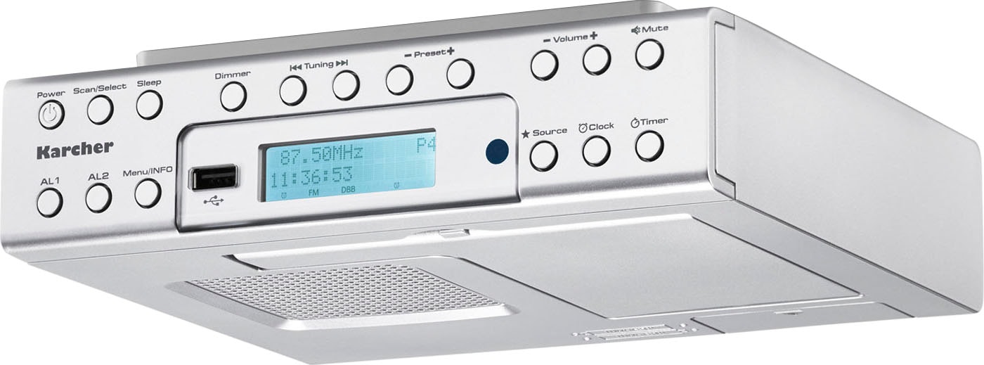 Karcher Digitalradio (DAB+) »RA 2030D«, (Bluetooth Digitalradio (DAB+)-UKW mit RDS 2 W), MP3, Ladefunktion, Wecker, Timer, Küchenradio, Fernbedienung