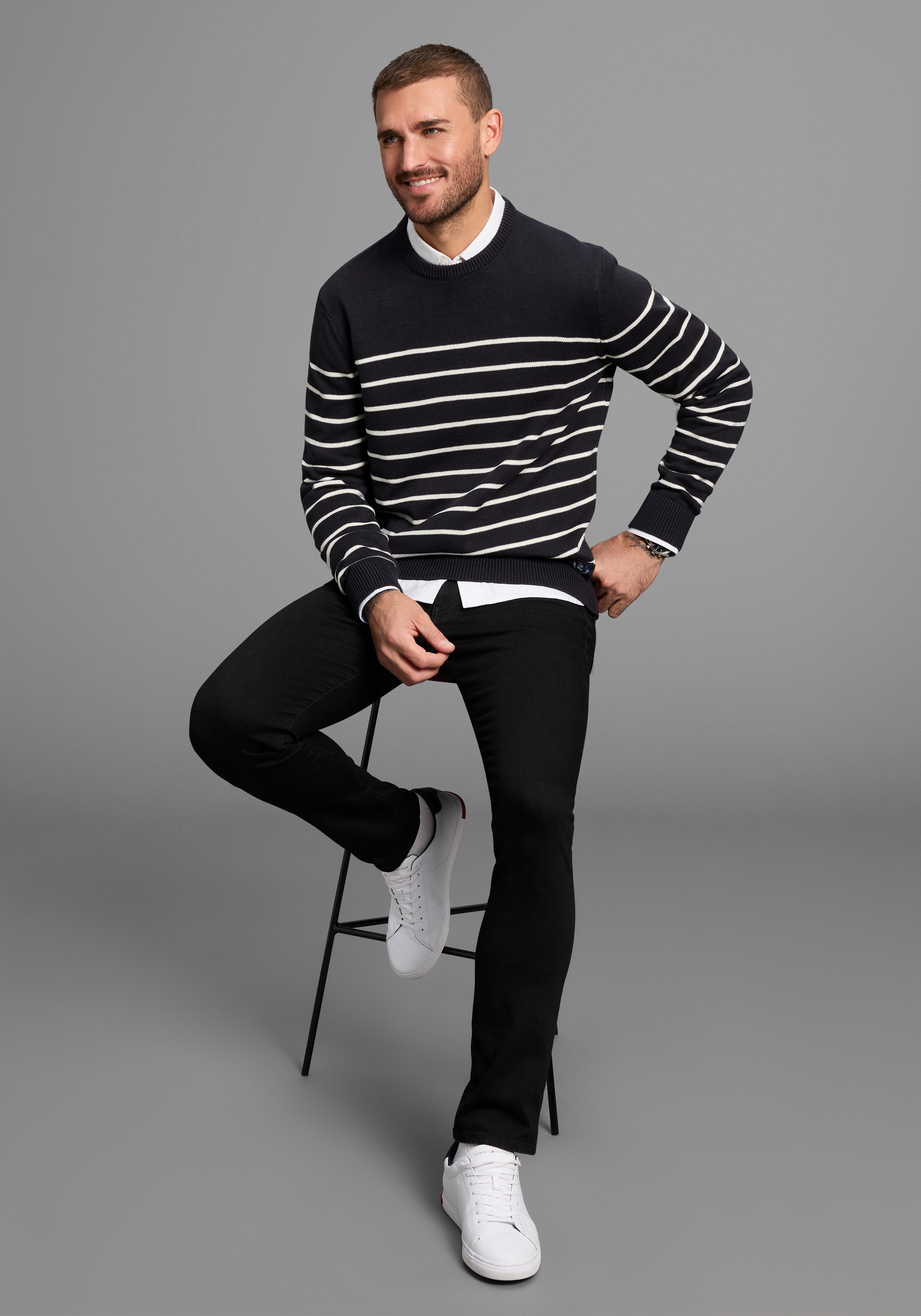 DELMAO Streifenpullover »Bis Größe 3 XL« im maritimen Stil - NEUE KOLLEKTION