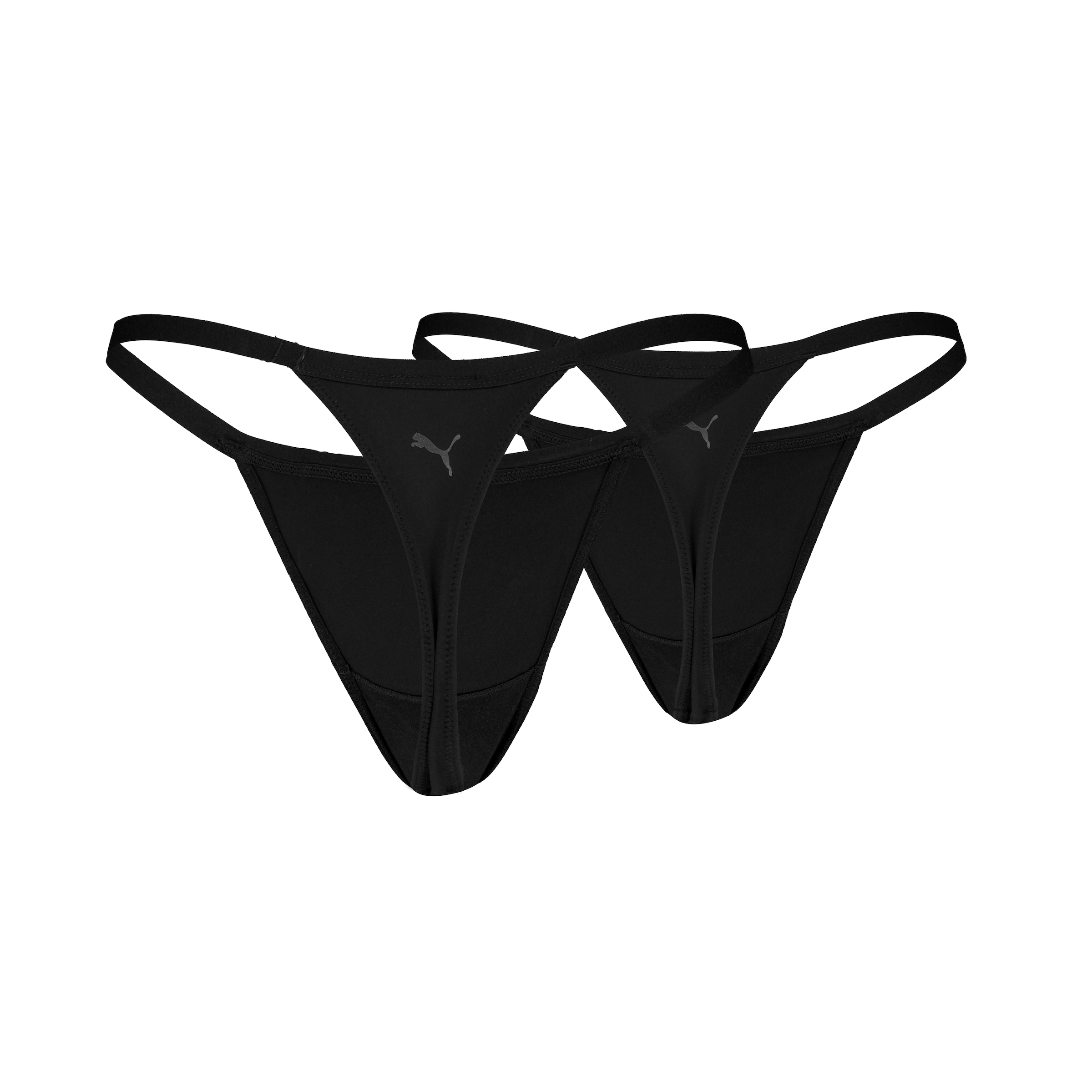PUMA String »PUMA WOMEN MICROFIBER TANGA STRINGS 2P« mit elastischem Bund, Logodruck hinten, Mid-Rise Design