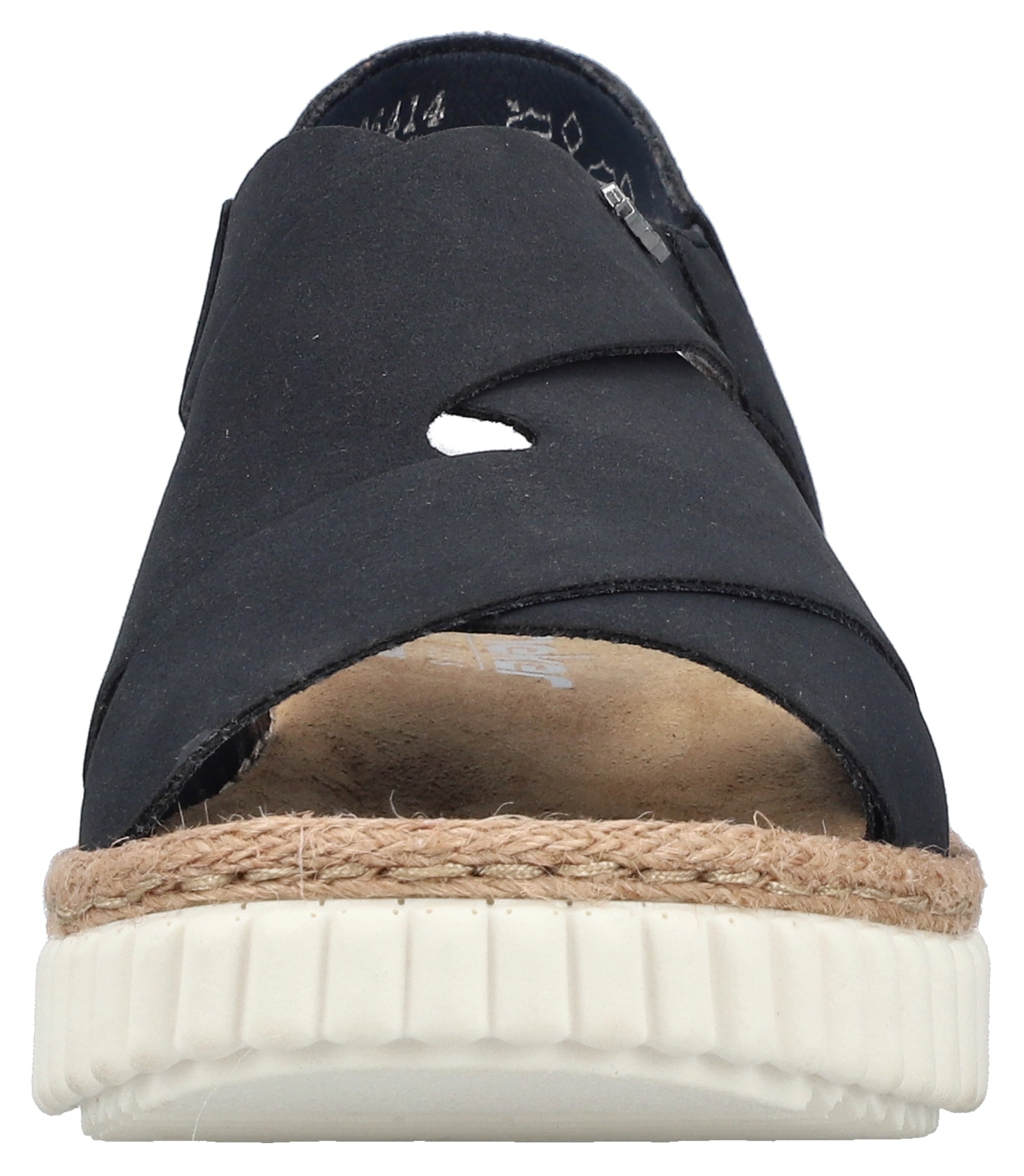 Rieker Plateausandale, Sommerschuh, Urlaubschuh Schlupfschuh mit kleinen Stretcheinsätzen