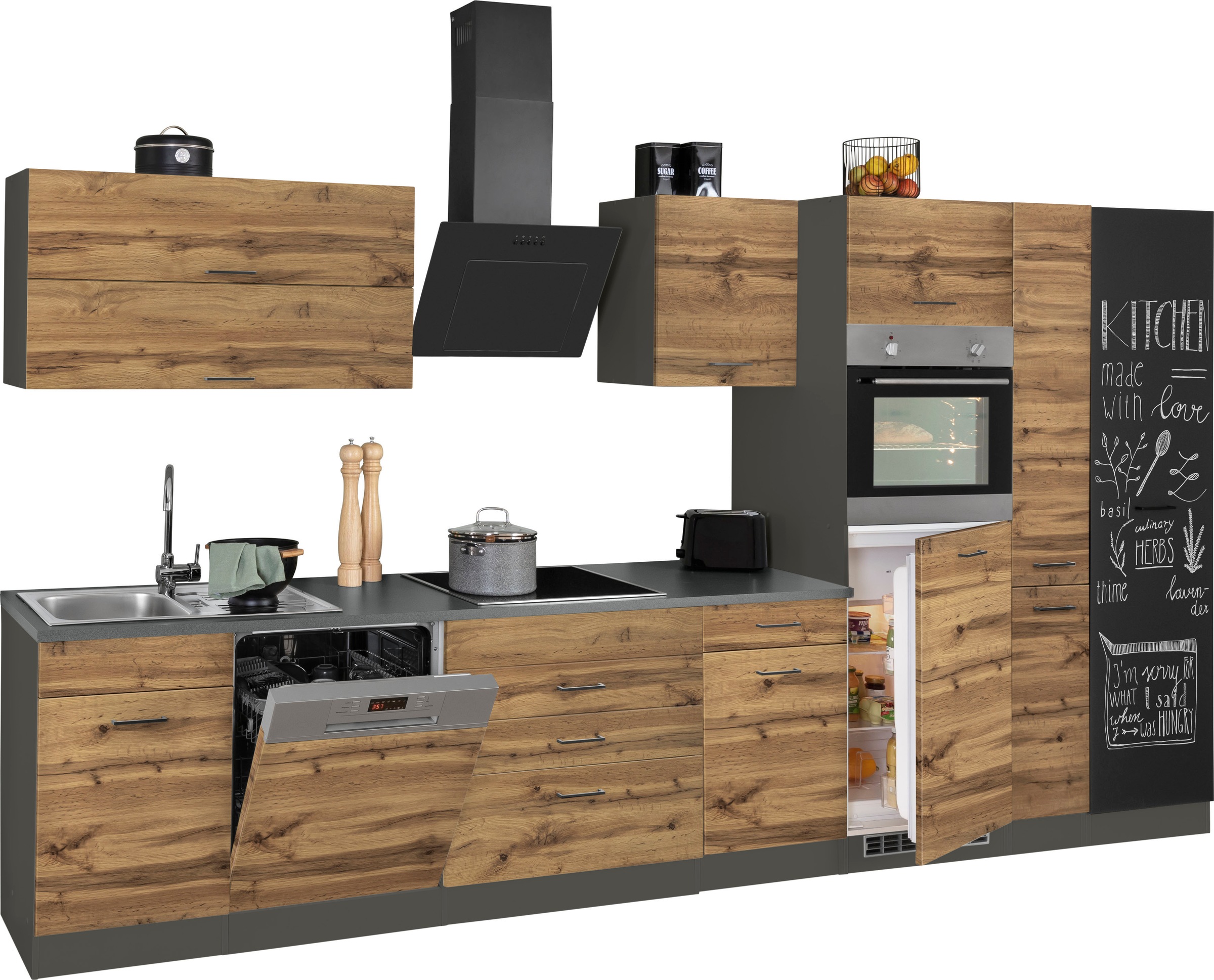 KOCHSTATION Küchenzeile »KS-Trier«, mit E-Geräten, Breite 380 cm