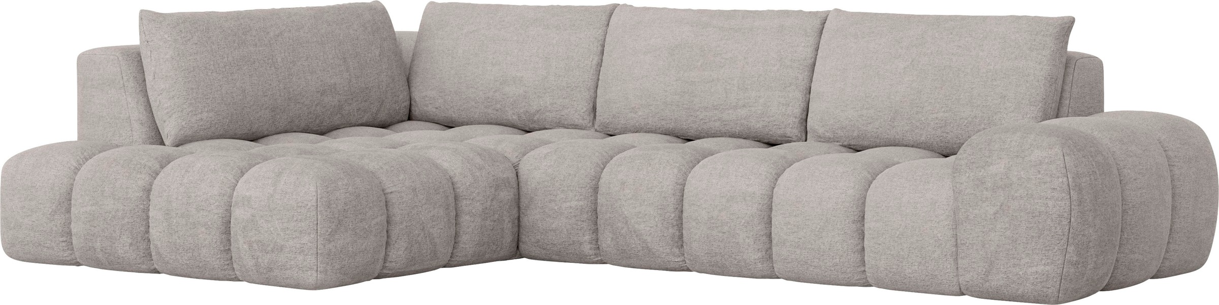 INOSIGN Ecksofa »AZITA Designsofa, elegant und bequem L-Form, Bubble-Optik«, lose Rückenkissen, traumhafte Steppung, Maße B/T/H: 352/210/72 cm