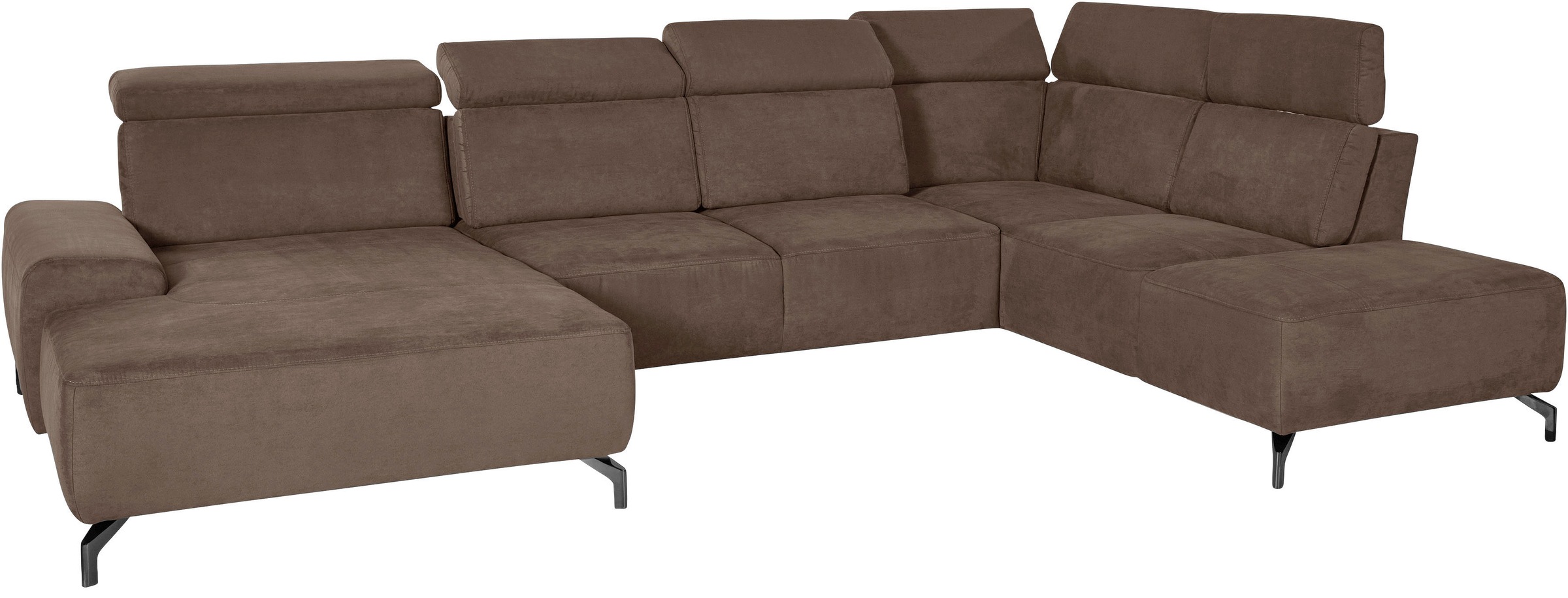 sit&more Wohnlandschaft »Gizeh U-Form«, 12 cm Fußhöhe, inklusive Sitztiefenverstellung und Kopfteilverstellung