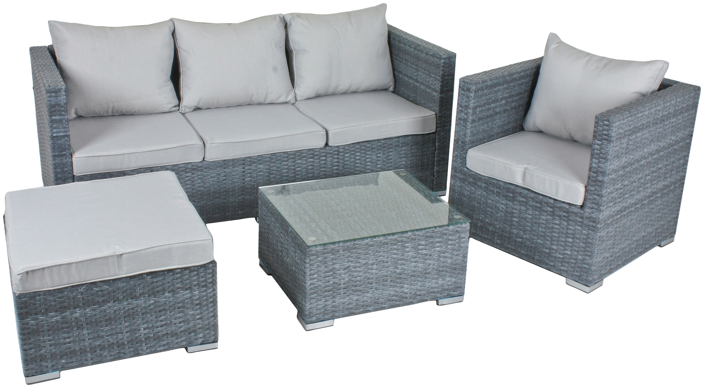 Garten-Essgruppe »BAEZA«, (13 tlg.), Gartensofa, Sessel, Hocker, Tisch, Auflagen