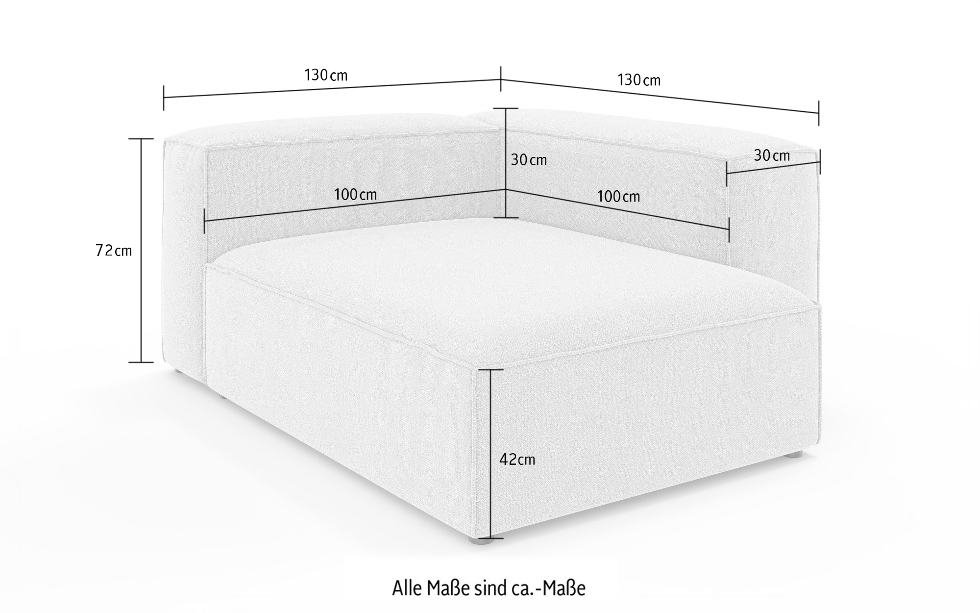 INOSIGN Ottomane »HAILY links/rechts bestellbar, Loungemöbel, Maße B/T/H: 130/130/72 cm«, als Modul oder separat verwendbar, für individuelle Zusammenstellung