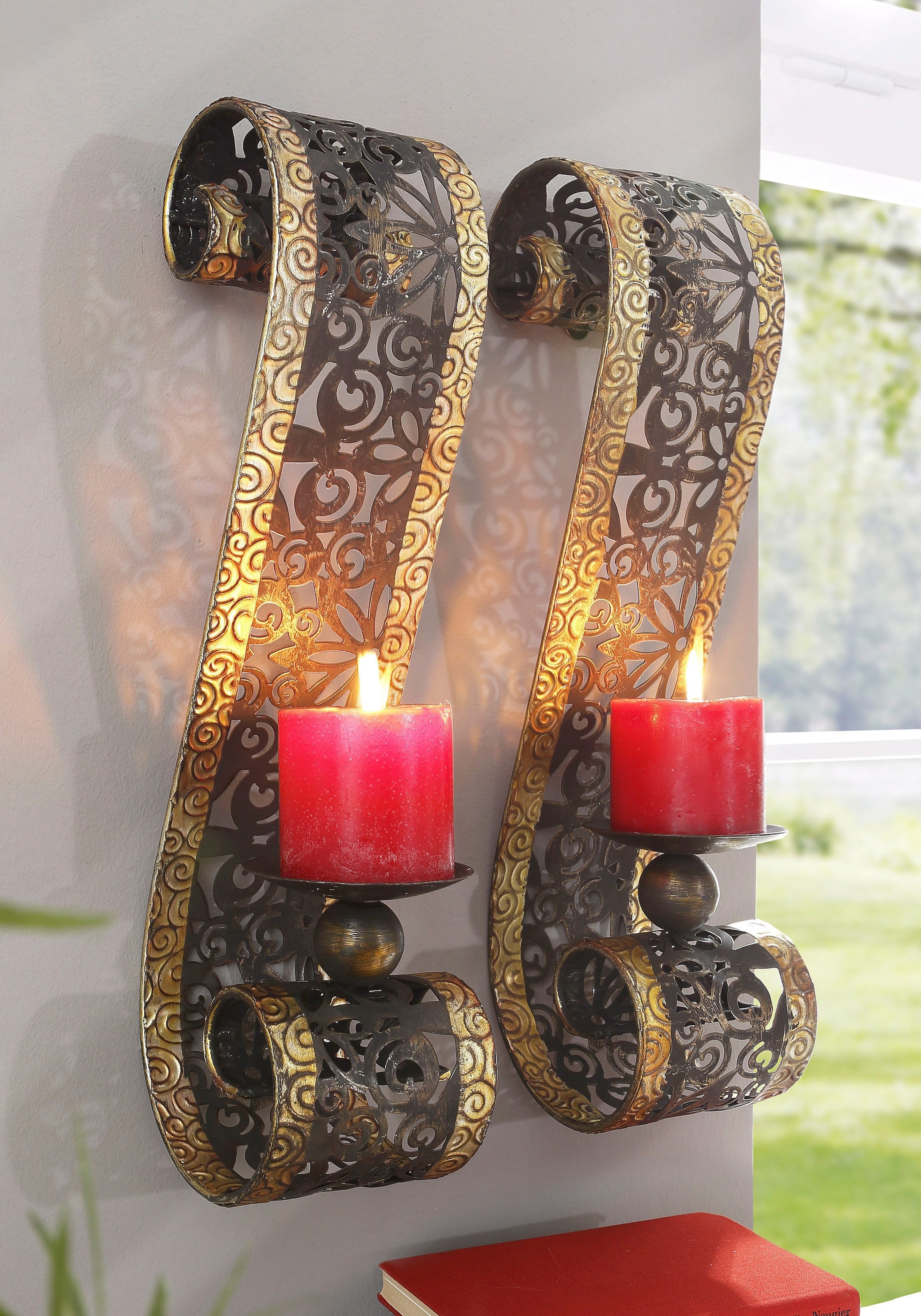 HOFMANN LIVING AND MORE Wandkerzenhalter, aus Antik-Optik, hängend, 2 Kerzenleuchter Metall auf kaufen Raten (Set, Wanddeko, St.)