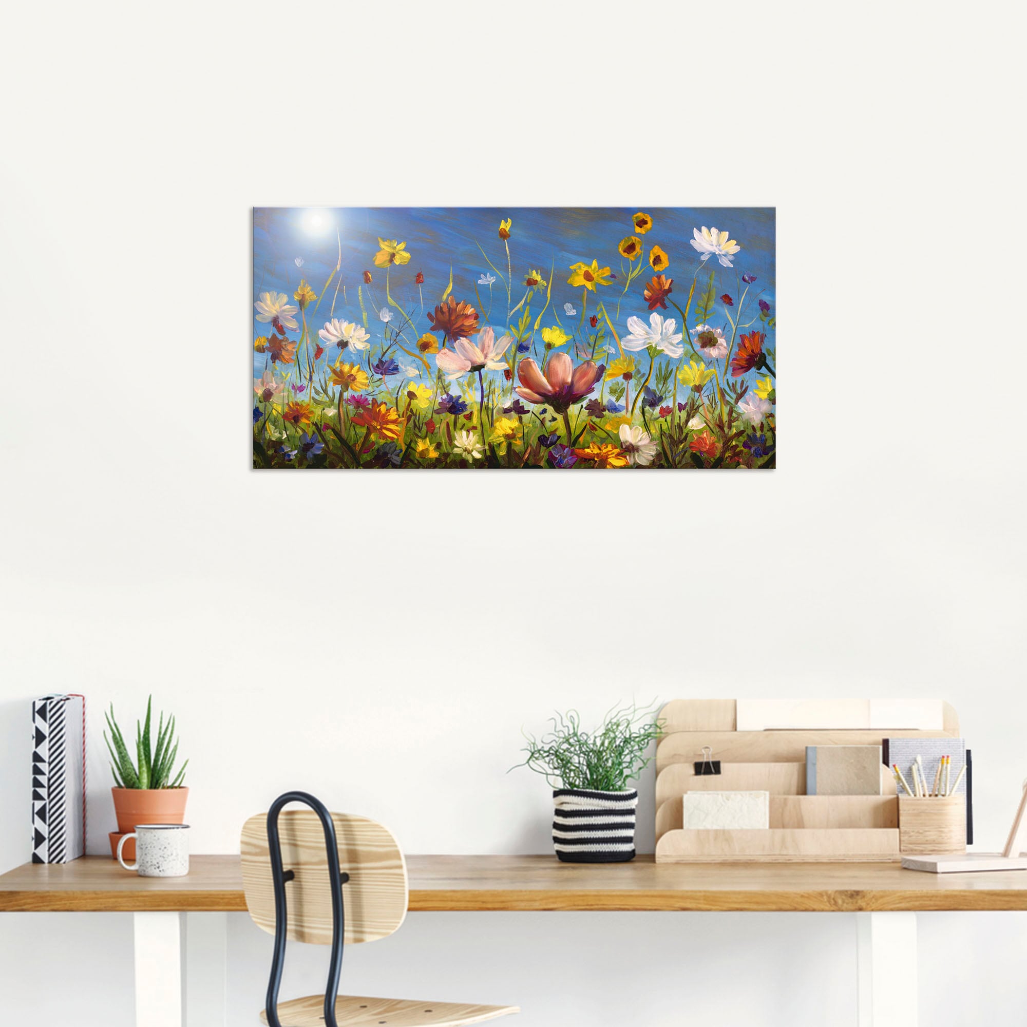 Artland Wandbild »Wildblumenwiese blauer Himmel«, Blumenwiese, (1 St.), als Alubild, Outdoorbild, Leinwandbild, Poster, Wandaufkleber
