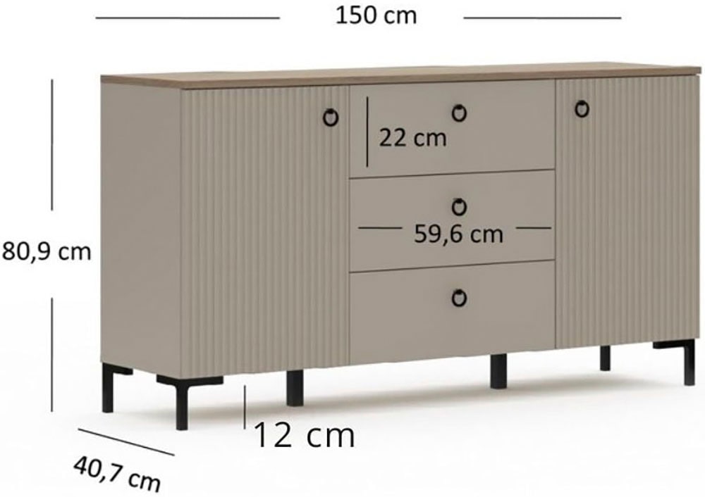 Home affaire Sideboard »Luminara« 1 Stk. tlg. Kommode mit Soft-Close Funktion - 120 oder 150 cm Breite