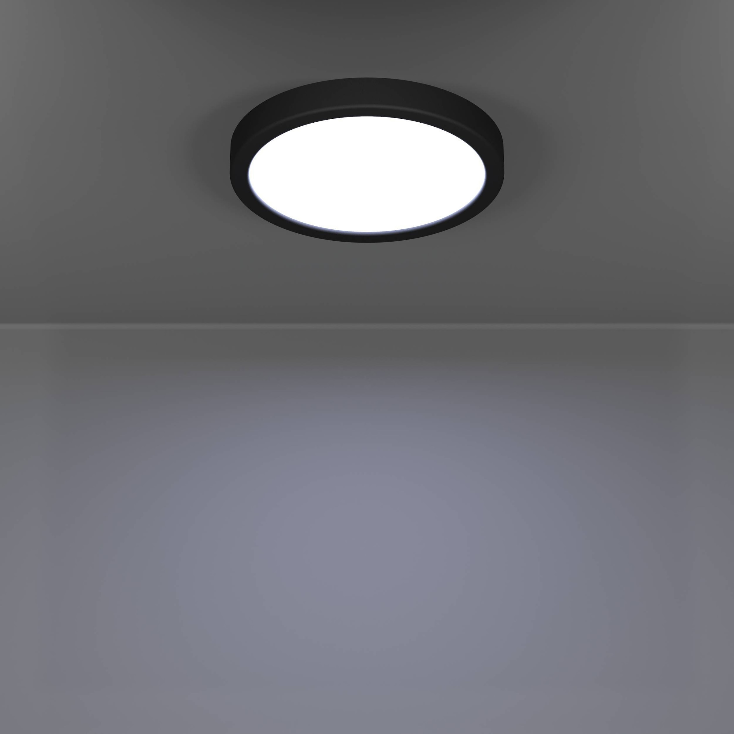 EGLO Aufbauleuchte »Fueva 6-Z Deckenlampe, ZigBee, App und Sprachsteuerung, Badlampe, IP44« LED-Modul 1 Stk. Kaltweiß | RGB Aufbauleuchte - H2,5 x Ø21,1 cm - schwarz - 11,2W inkl.